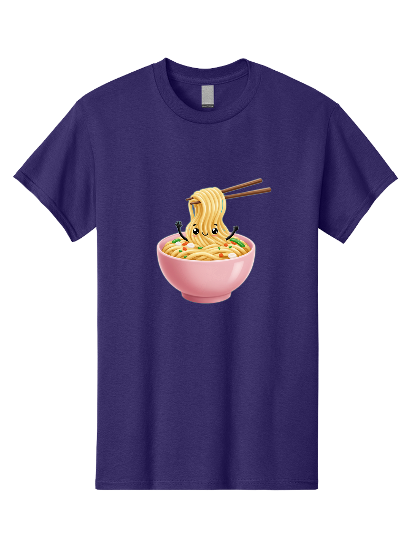 Ramen-Noodle-Character Men'S Graphic Tee, 100% Cotton, Comfortable Casual Summer Wear, Machine Washable, Cartoon Noodles, Ramen Noodles, Noodle Character, Kawaii Food, Cute Noodles, Asian Cuisine, Noodle Bowl, Tasty Noodles, Foodie Art, Bae717