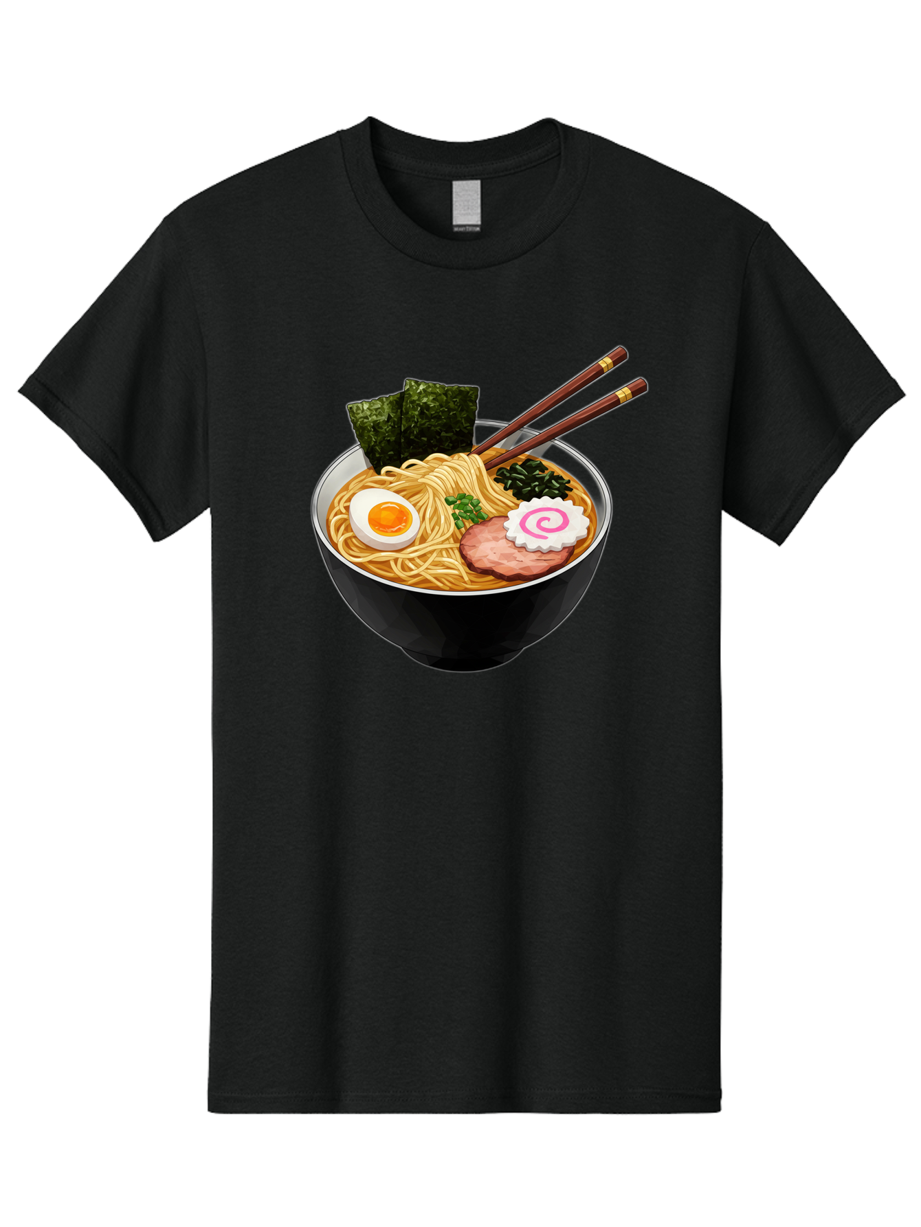 Ramen-Noodles-1 Men'S Graphic Tee, 100% Cotton, Comfortable Casual Summer Wear, Machine Washable, Bowl Of Ramen, Steaming Hot Noodles, Savory Broth, Boiled Egg, Sliced Pork, Seaweed, Green Onions, Fish Cake, Chopsticks, Asian Cuisine, Bae718