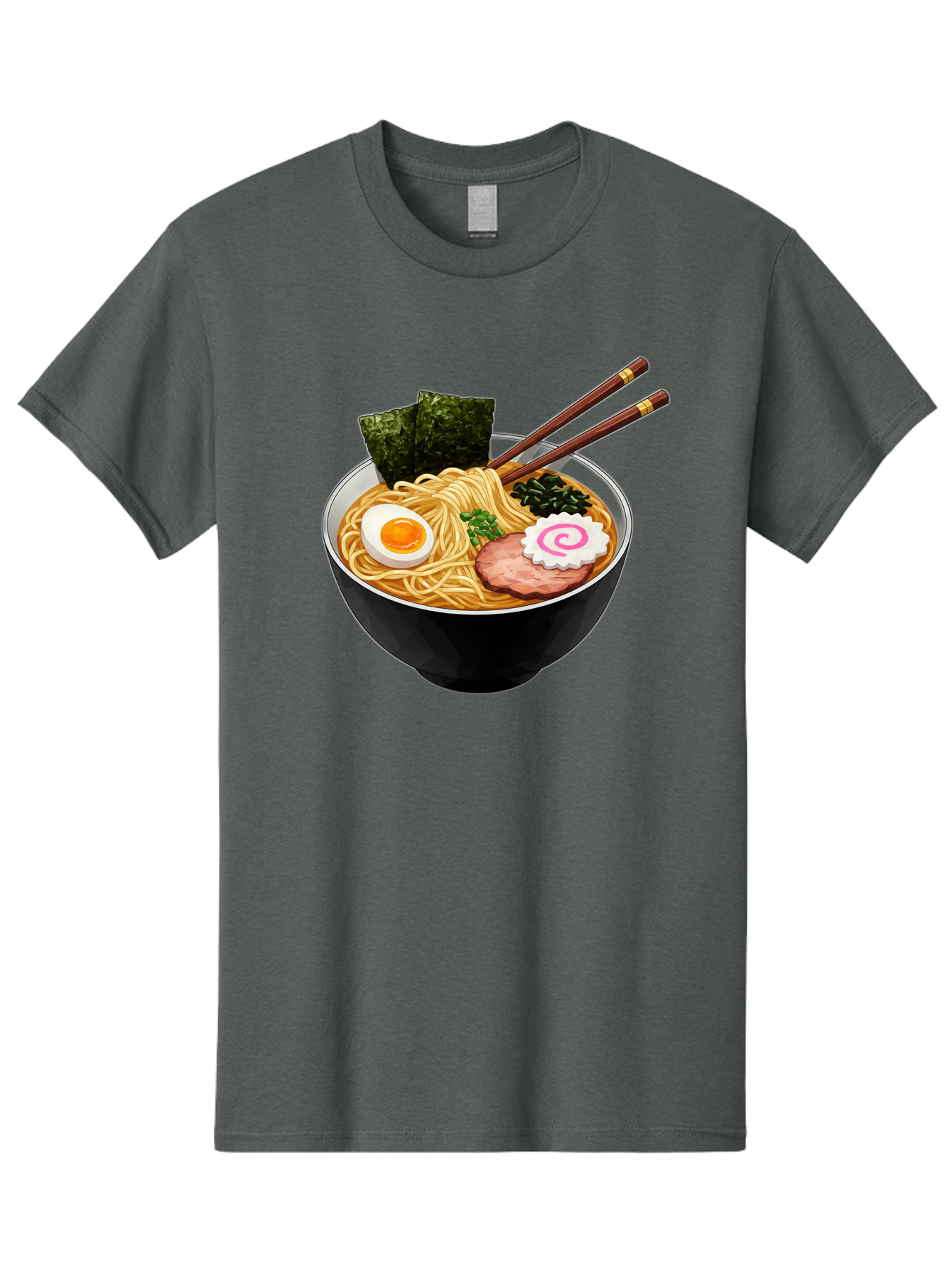 Ramen-Noodles-1 Men'S Graphic Tee, 100% Cotton, Comfortable Casual Summer Wear, Machine Washable, Bowl Of Ramen, Steaming Hot Noodles, Savory Broth, Boiled Egg, Sliced Pork, Seaweed, Green Onions, Fish Cake, Chopsticks, Asian Cuisine, Bae718