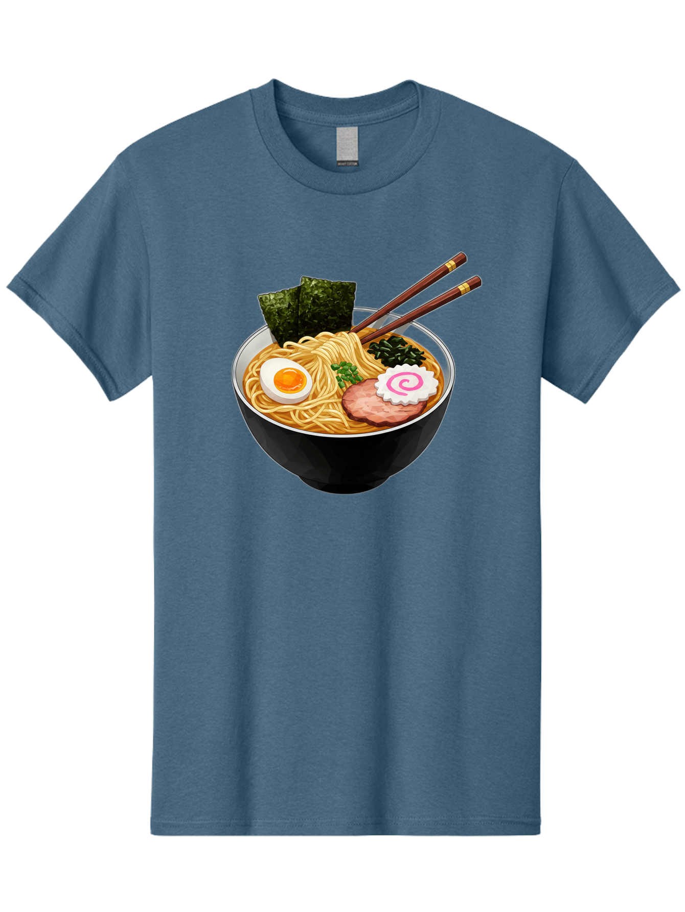 Ramen-Noodles-1 Men'S Graphic Tee, 100% Cotton, Comfortable Casual Summer Wear, Machine Washable, Bowl Of Ramen, Steaming Hot Noodles, Savory Broth, Boiled Egg, Sliced Pork, Seaweed, Green Onions, Fish Cake, Chopsticks, Asian Cuisine, Bae718