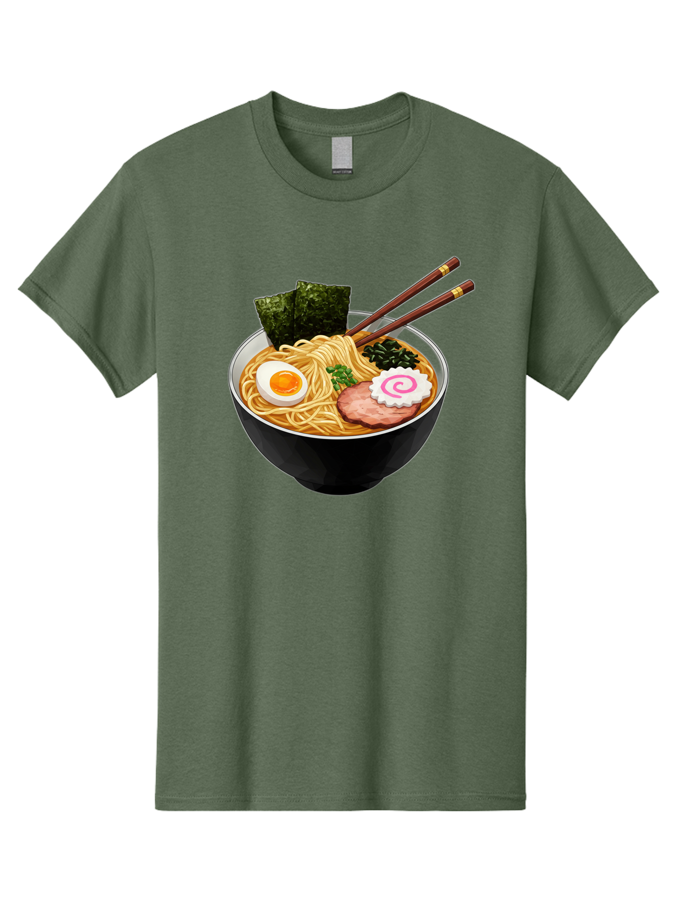 Ramen-Noodles-1 Men'S Graphic Tee, 100% Cotton, Comfortable Casual Summer Wear, Machine Washable, Bowl Of Ramen, Steaming Hot Noodles, Savory Broth, Boiled Egg, Sliced Pork, Seaweed, Green Onions, Fish Cake, Chopsticks, Asian Cuisine, Bae718