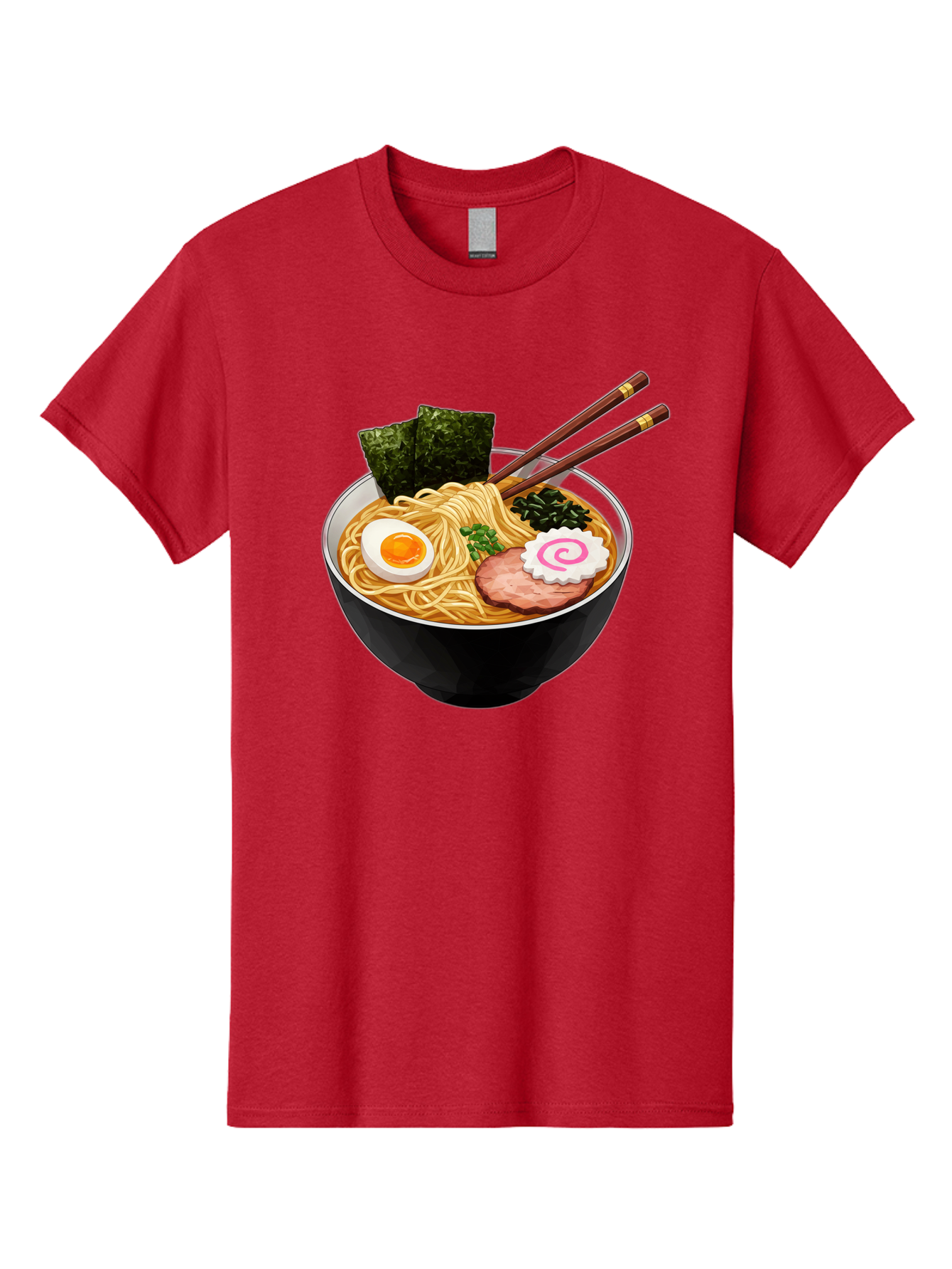 Ramen-Noodles-1 Men'S Graphic Tee, 100% Cotton, Comfortable Casual Summer Wear, Machine Washable, Bowl Of Ramen, Steaming Hot Noodles, Savory Broth, Boiled Egg, Sliced Pork, Seaweed, Green Onions, Fish Cake, Chopsticks, Asian Cuisine, Bae718