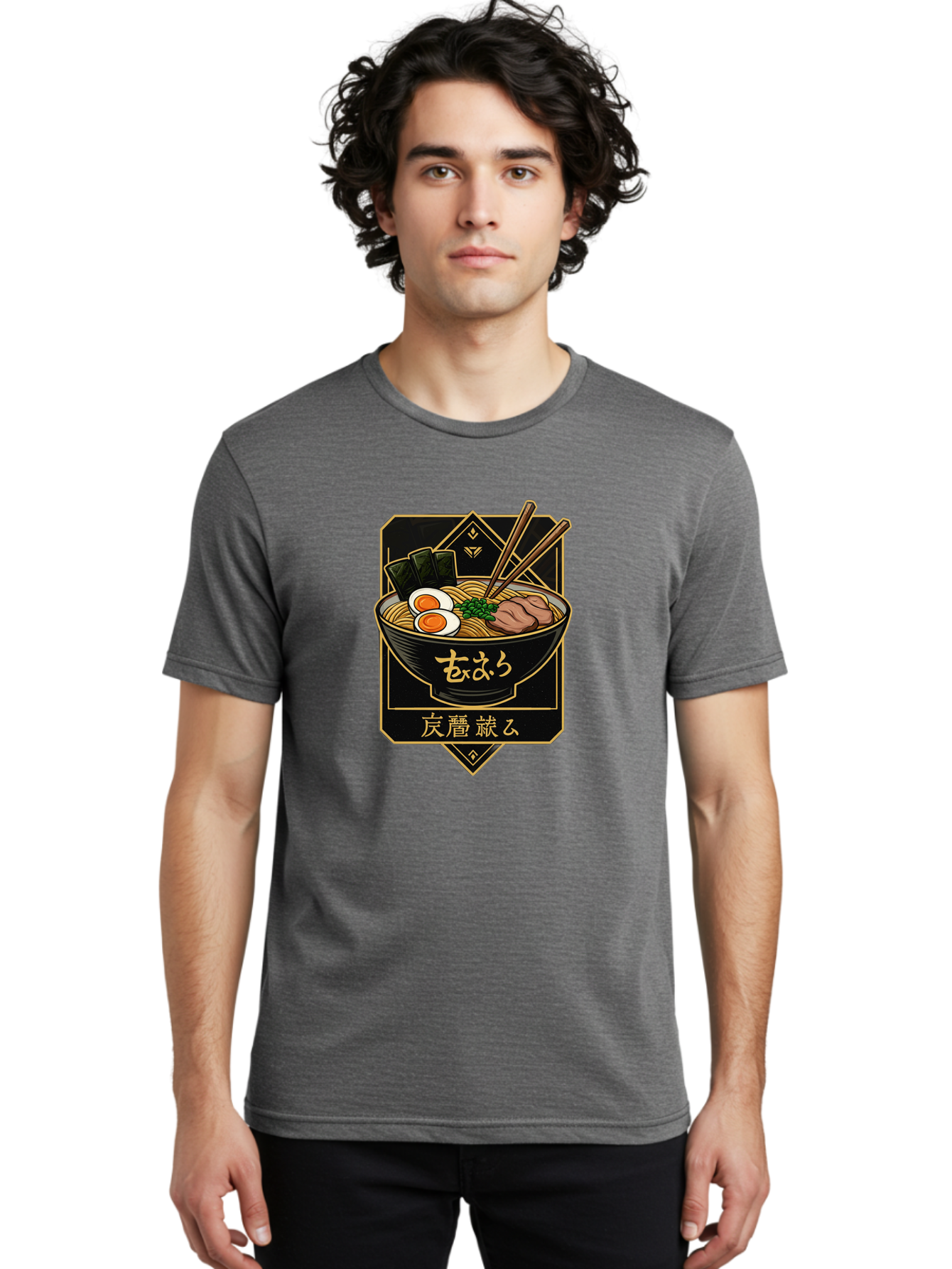 Ramen-Noodles-2 Men'S Graphic Tee, 100% Cotton, Comfortable Casual Summer Wear, Machine Washable, Bowl Of Ramen, Japanese Noodles, Soft-Boiled Egg, Seaweed, Pork Slices, Chopsticks, Japanese Cuisine, Ramen Bowl, Noodle Soup, Savory Dish, Bae719