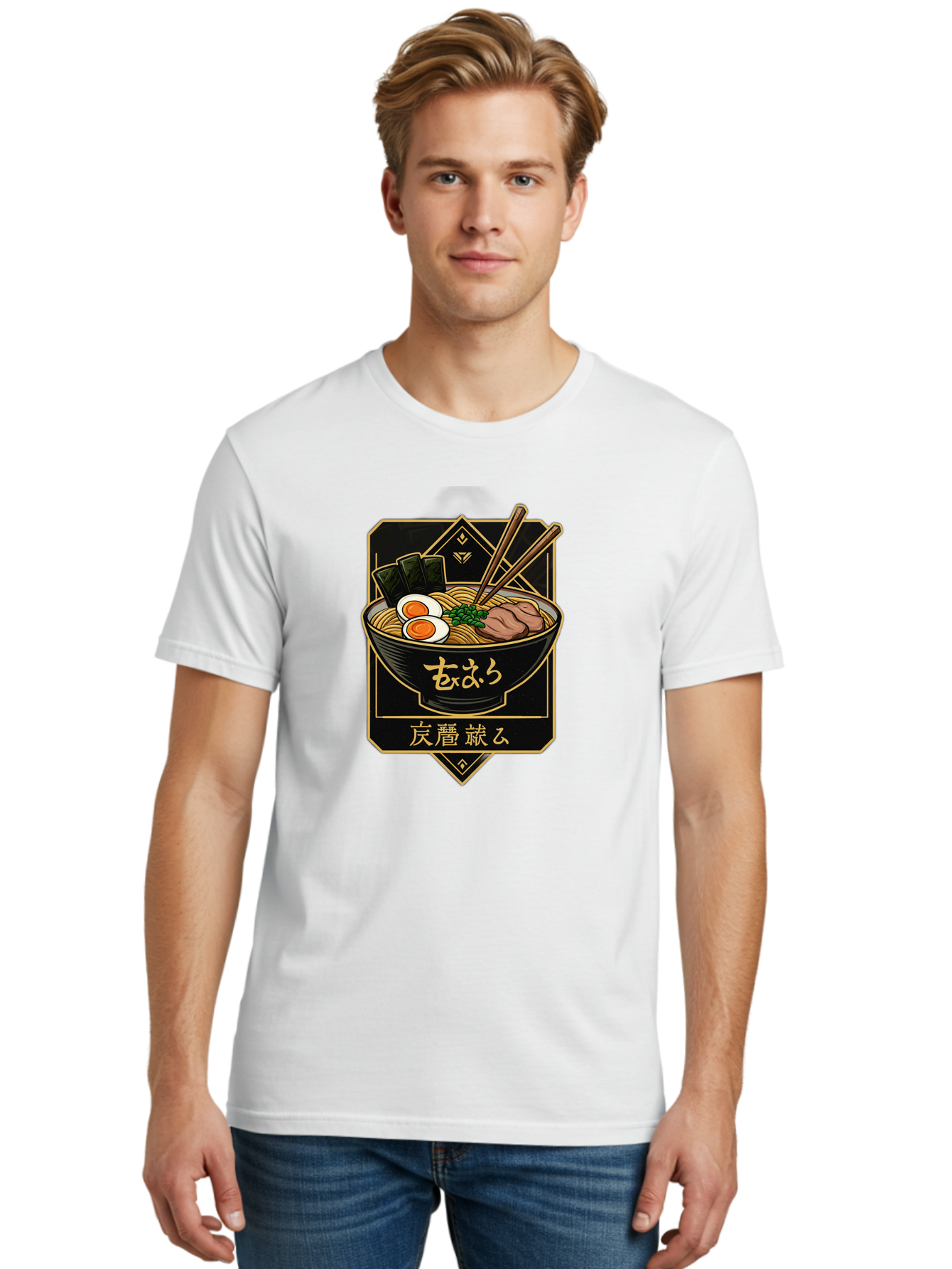 Ramen-Noodles-2 Men'S Graphic Tee, 100% Cotton, Comfortable Casual Summer Wear, Machine Washable, Bowl Of Ramen, Japanese Noodles, Soft-Boiled Egg, Seaweed, Pork Slices, Chopsticks, Japanese Cuisine, Ramen Bowl, Noodle Soup, Savory Dish, Bae719