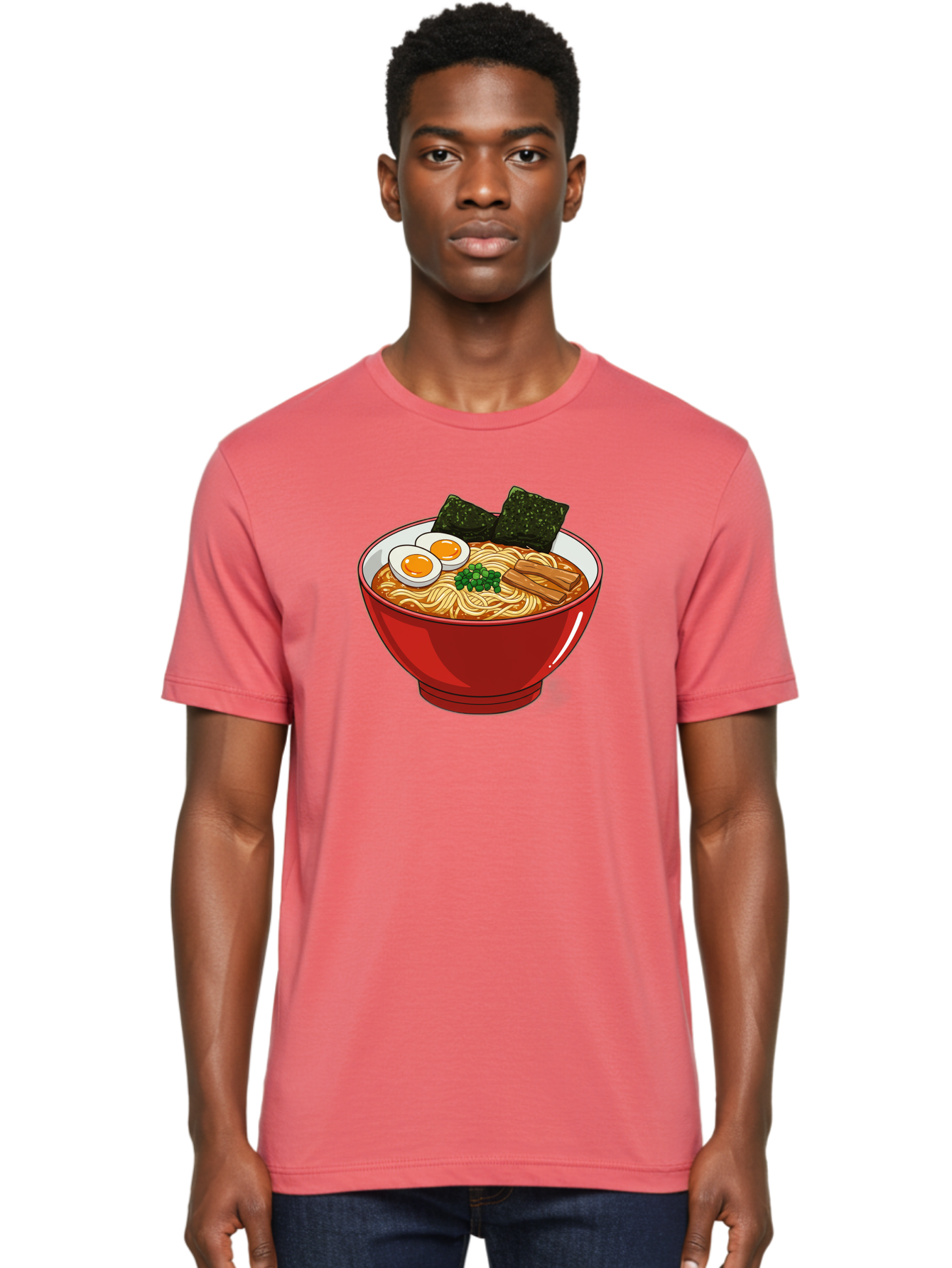 Ramen-Noodles-Bowl Men'S Graphic Tee, 100% Cotton, Comfortable Casual Summer Wear, Machine Washable, Steaming Hot Ramen, Savory Broth, Boiled Egg, Seaweed, Green Onions, Bamboo Shoots, Japanese Cuisine, Comfort Food, Noodle Soup, Asian Flavors Bae720