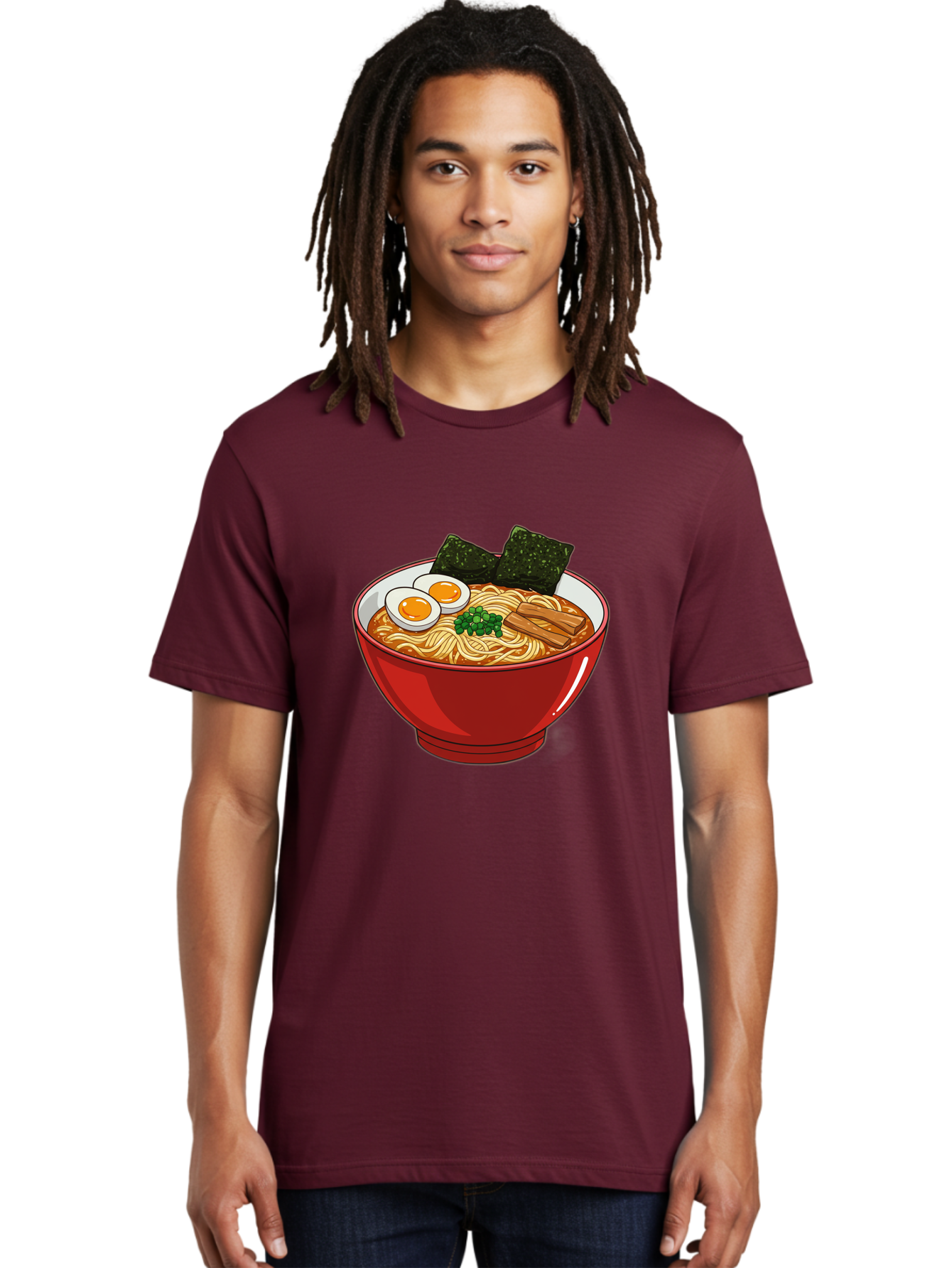 Ramen-Noodles-Bowl Men'S Graphic Tee, 100% Cotton, Comfortable Casual Summer Wear, Machine Washable, Steaming Hot Ramen, Savory Broth, Boiled Egg, Seaweed, Green Onions, Bamboo Shoots, Japanese Cuisine, Comfort Food, Noodle Soup, Asian Flavors Bae720