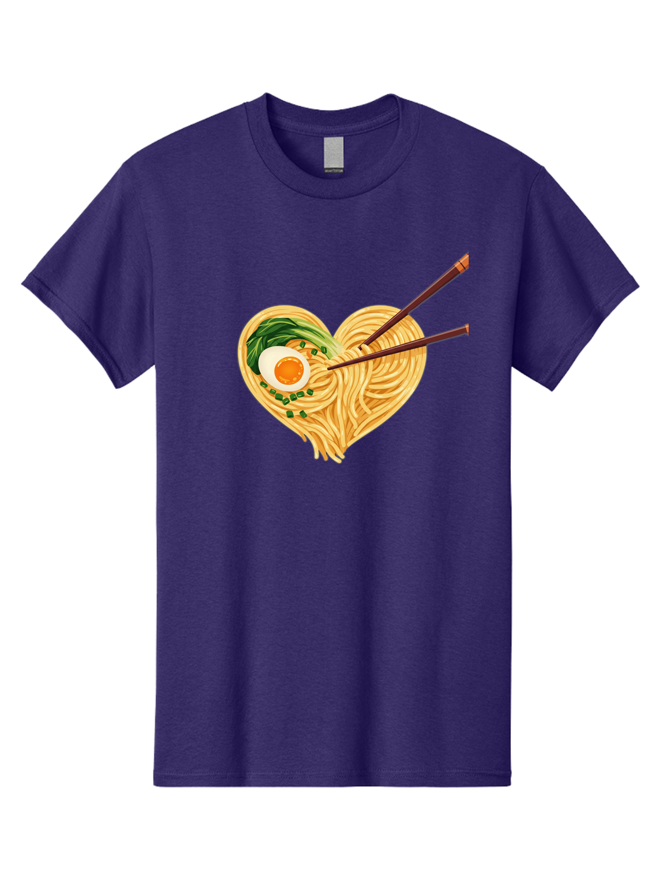 Ramen-Noodles-Heart Men'S Graphic Tee, 100% Cotton, Comfortable Casual Summer Wear, Machine Washable, Heart-Shaped Noodles, Ramen, Egg, Green Onions, Asian Cuisine, Chopsticks, Noodle Dish, Meal, Food, Appetizing, Delicious Bae723
