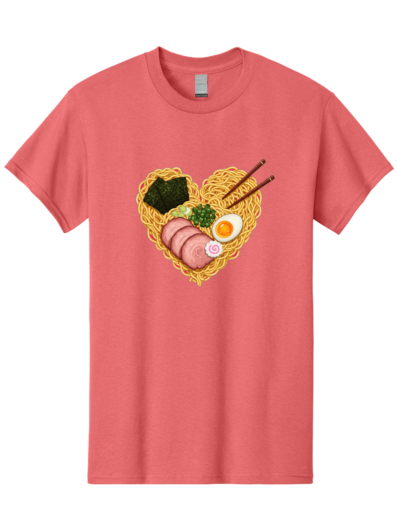 Ramen-Noodles Men'S Graphic Tee, 100% Cotton, Comfortable Casual Summer Wear, Machine Washable, Ramen Noodles, Sliced Meat, Boiled Egg, Seaweed, Green Onions, Fish Cake, Japanese Cuisine, Noodle Soup, Chopsticks, Food Art, Culinary Creativity, Bae724