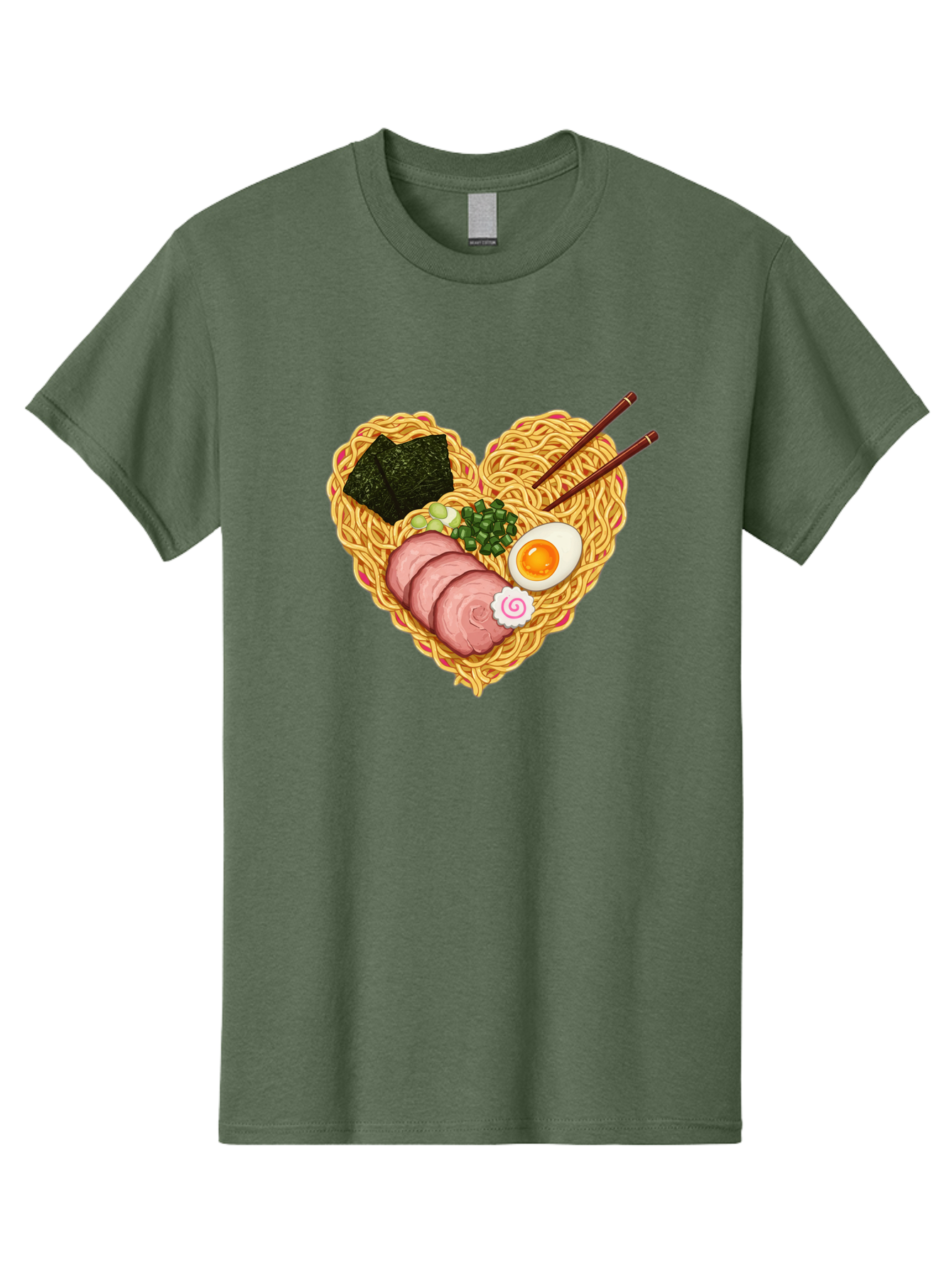 Ramen-Noodles Men'S Graphic Tee, 100% Cotton, Comfortable Casual Summer Wear, Machine Washable, Ramen Noodles, Sliced Meat, Boiled Egg, Seaweed, Green Onions, Fish Cake, Japanese Cuisine, Noodle Soup, Chopsticks, Food Art, Culinary Creativity, Bae724
