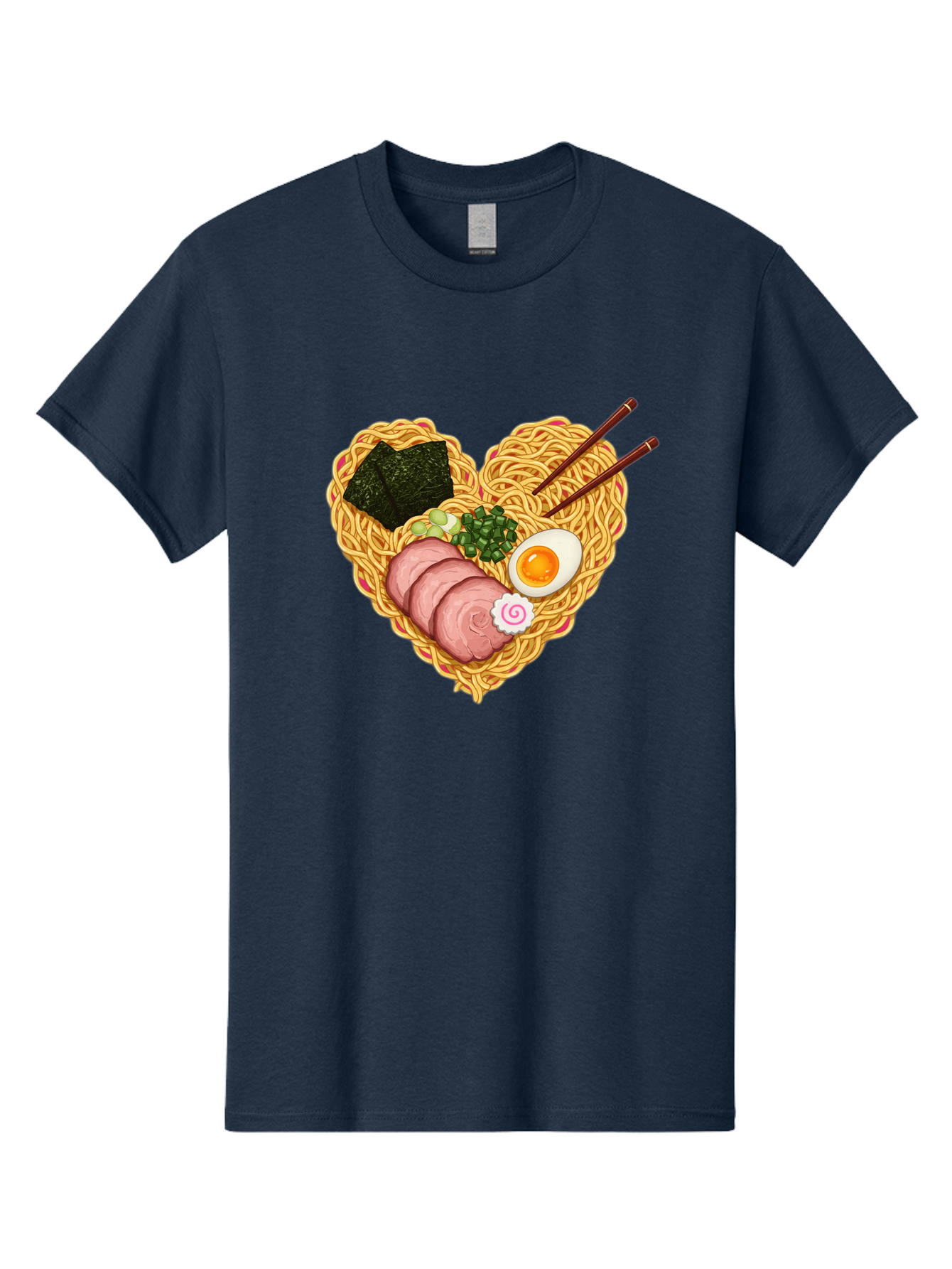 Ramen-Noodles Men'S Graphic Tee, 100% Cotton, Comfortable Casual Summer Wear, Machine Washable, Ramen Noodles, Sliced Meat, Boiled Egg, Seaweed, Green Onions, Fish Cake, Japanese Cuisine, Noodle Soup, Chopsticks, Food Art, Culinary Creativity, Bae724