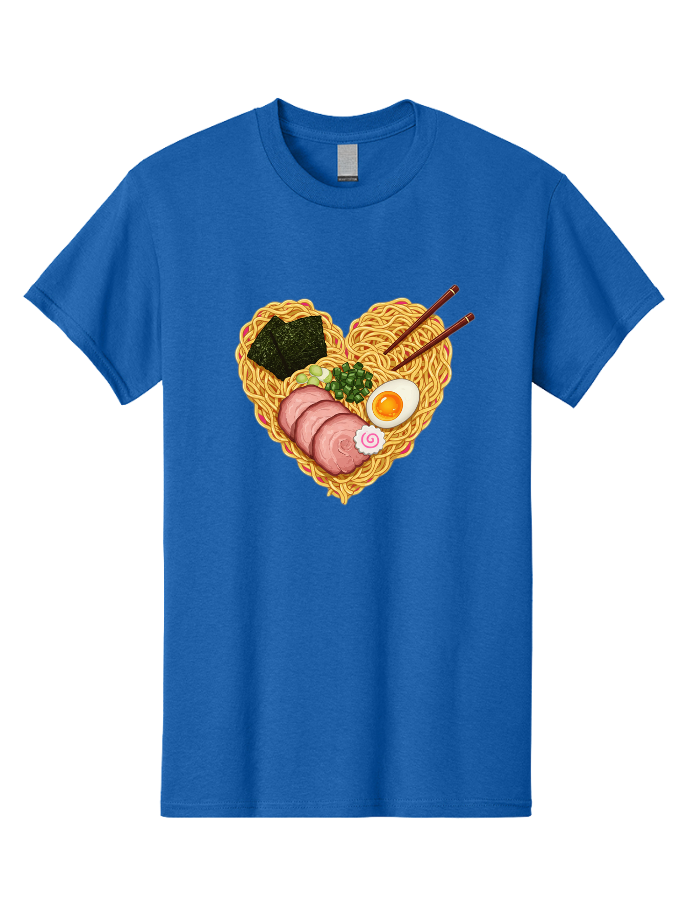 Ramen-Noodles Men'S Graphic Tee, 100% Cotton, Comfortable Casual Summer Wear, Machine Washable, Ramen Noodles, Sliced Meat, Boiled Egg, Seaweed, Green Onions, Fish Cake, Japanese Cuisine, Noodle Soup, Chopsticks, Food Art, Culinary Creativity, Bae724