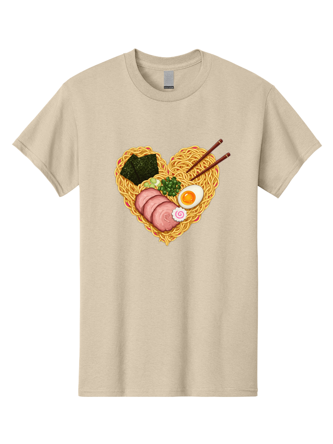 Ramen-Noodles Men'S Graphic Tee, 100% Cotton, Comfortable Casual Summer Wear, Machine Washable, Ramen Noodles, Sliced Meat, Boiled Egg, Seaweed, Green Onions, Fish Cake, Japanese Cuisine, Noodle Soup, Chopsticks, Food Art, Culinary Creativity, Bae724