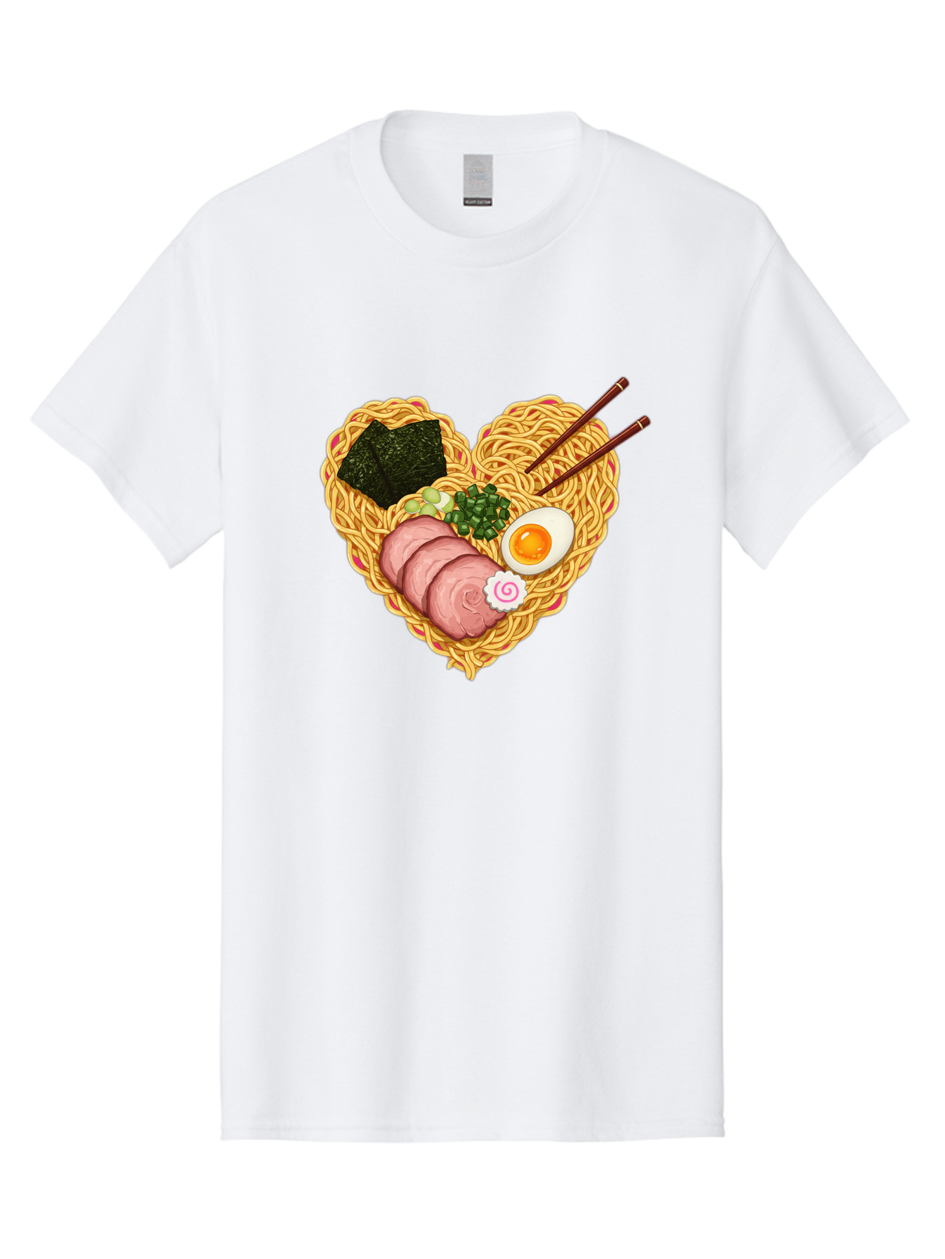 Ramen-Noodles Men'S Graphic Tee, 100% Cotton, Comfortable Casual Summer Wear, Machine Washable, Ramen Noodles, Sliced Meat, Boiled Egg, Seaweed, Green Onions, Fish Cake, Japanese Cuisine, Noodle Soup, Chopsticks, Food Art, Culinary Creativity, Bae724