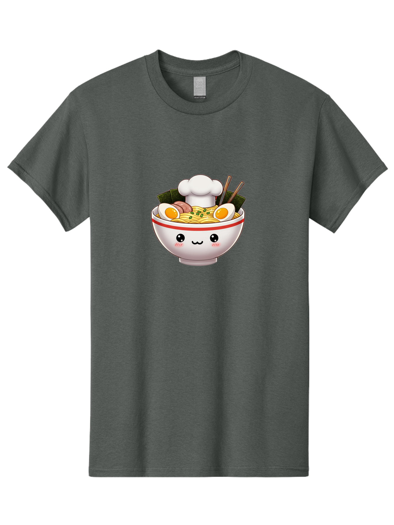 Ramen Men'S Graphic Tee, 100% Cotton, Comfortable Casual Summer Wear, Machine Washable, Cartoon Ramen Bowl, Anime Style Food, Kawaii Character, Delicious Noodles, Boiled Egg, Chopsticks, Savory Meat, Cute Illustration, Japanese Cuisine, Bae728
