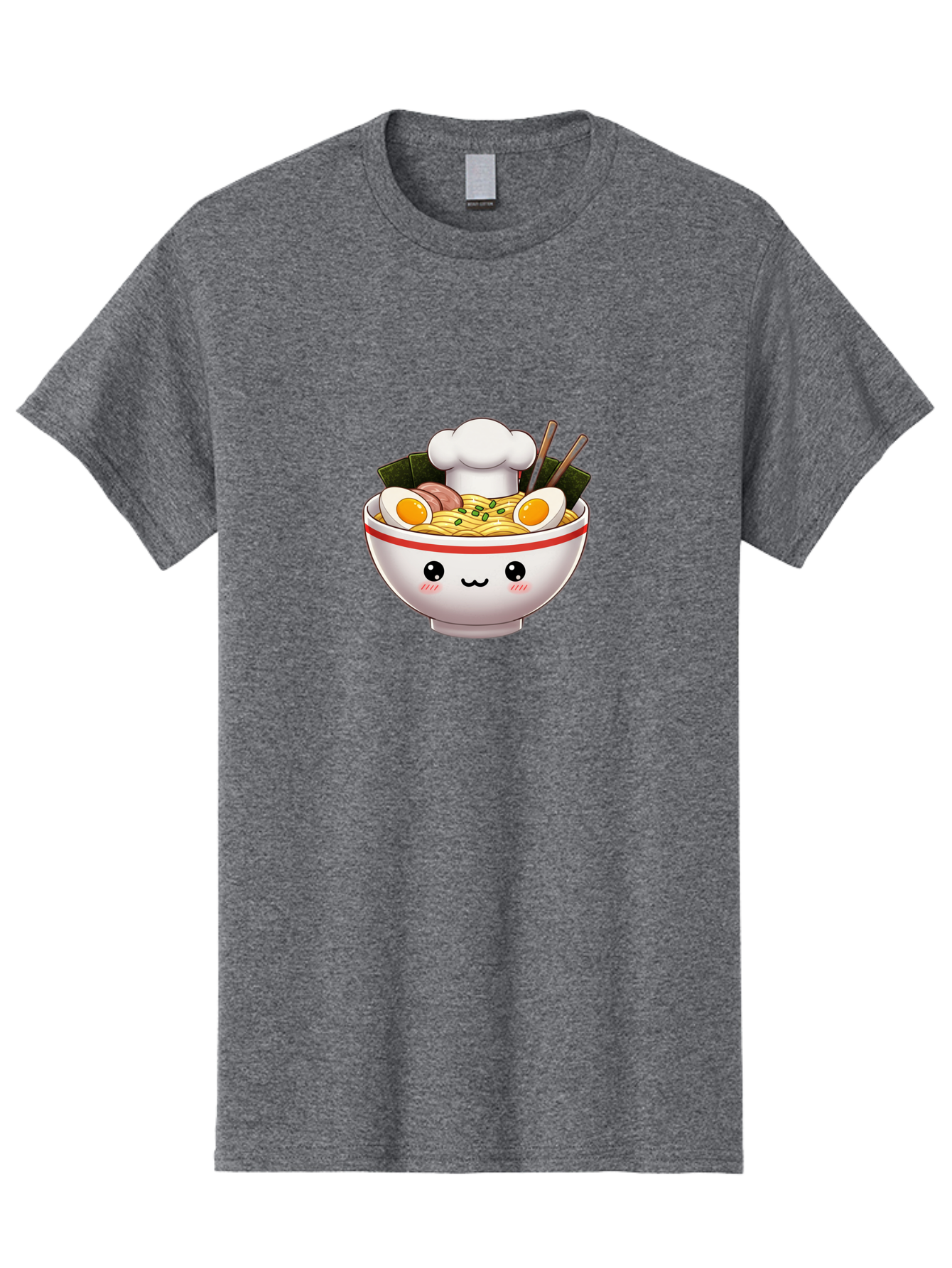 Ramen Men'S Graphic Tee, 100% Cotton, Comfortable Casual Summer Wear, Machine Washable, Cartoon Ramen Bowl, Anime Style Food, Kawaii Character, Delicious Noodles, Boiled Egg, Chopsticks, Savory Meat, Cute Illustration, Japanese Cuisine, Bae728