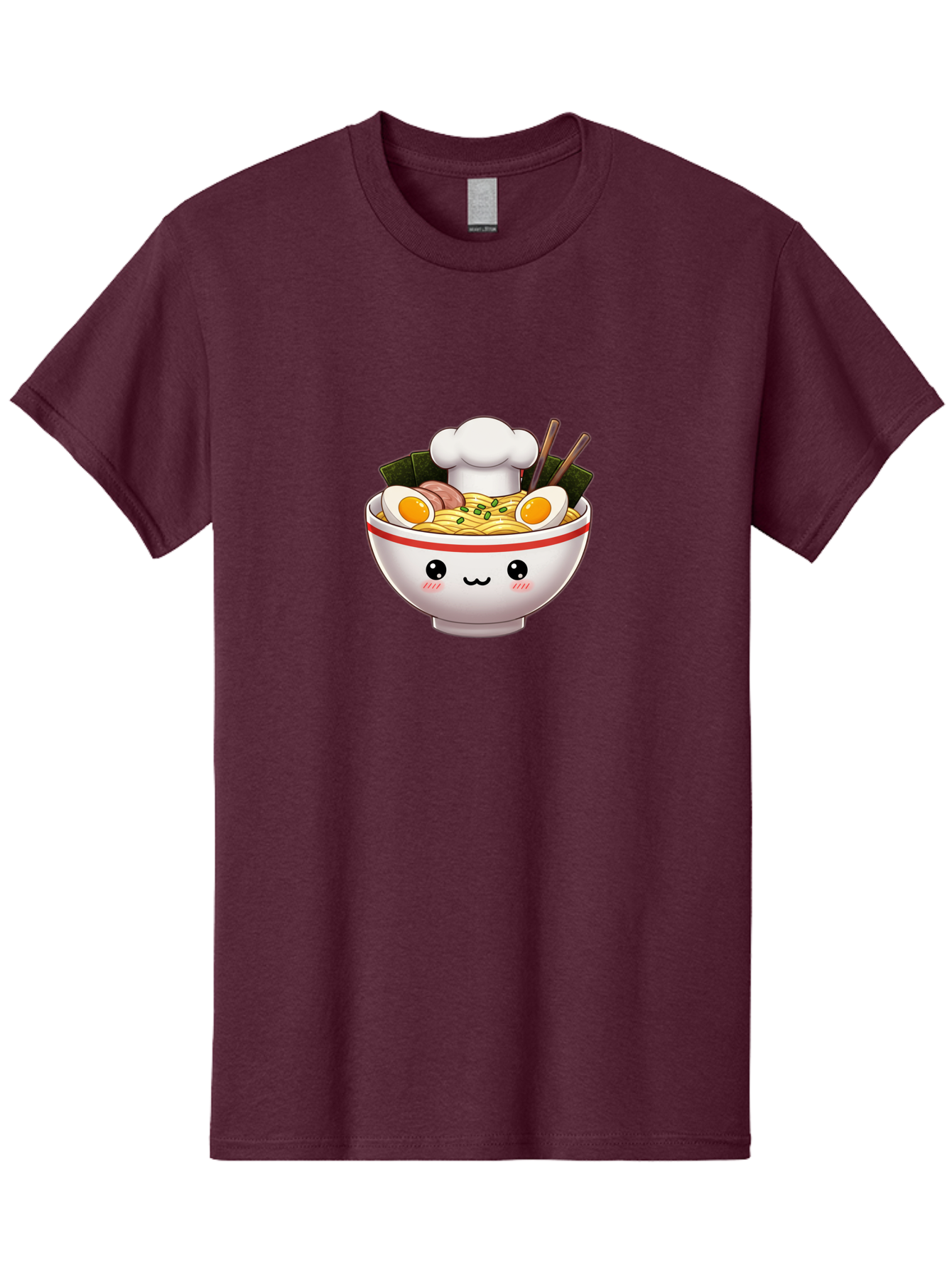Ramen Men'S Graphic Tee, 100% Cotton, Comfortable Casual Summer Wear, Machine Washable, Cartoon Ramen Bowl, Anime Style Food, Kawaii Character, Delicious Noodles, Boiled Egg, Chopsticks, Savory Meat, Cute Illustration, Japanese Cuisine, Bae728