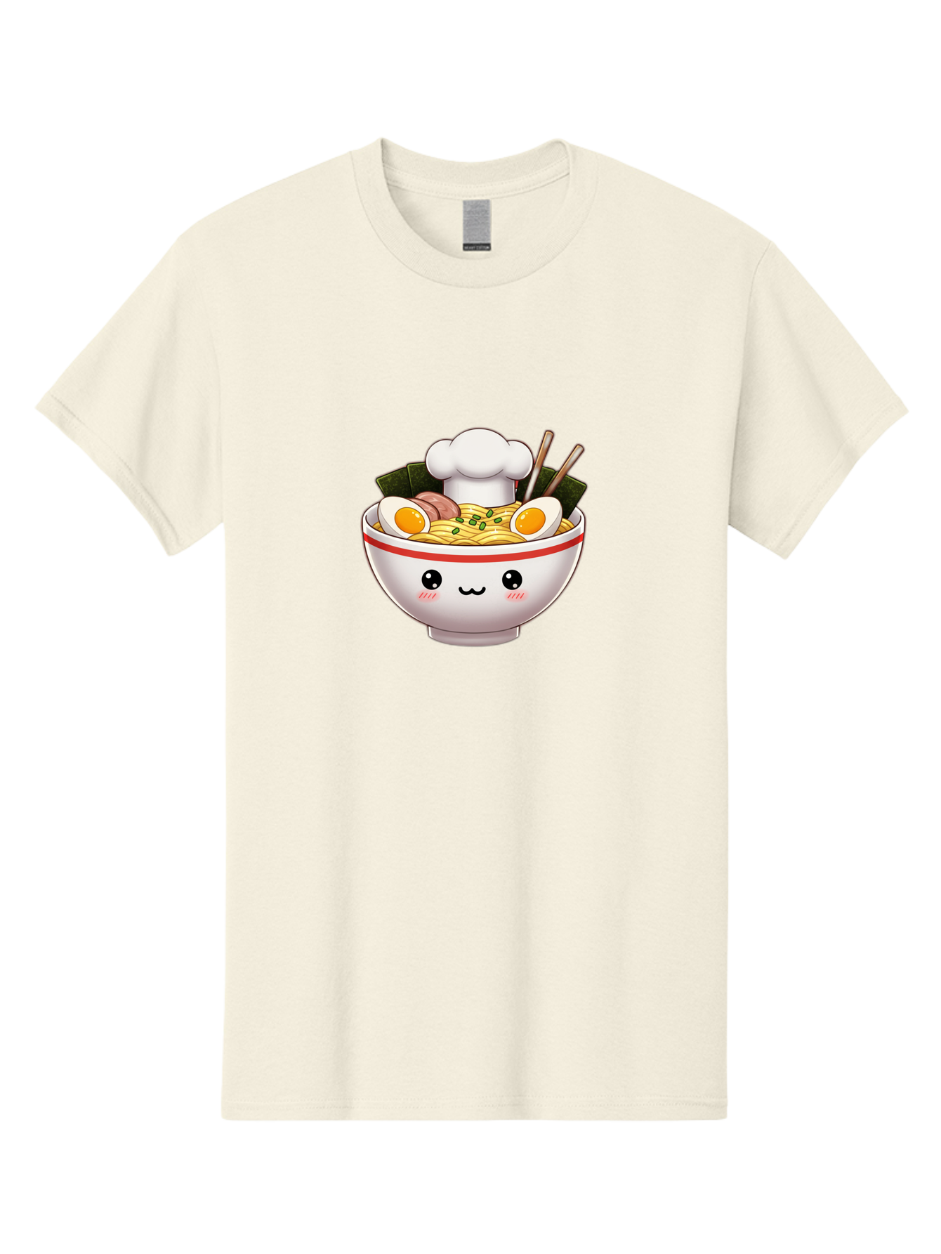 Ramen Men'S Graphic Tee, 100% Cotton, Comfortable Casual Summer Wear, Machine Washable, Cartoon Ramen Bowl, Anime Style Food, Kawaii Character, Delicious Noodles, Boiled Egg, Chopsticks, Savory Meat, Cute Illustration, Japanese Cuisine, Bae728
