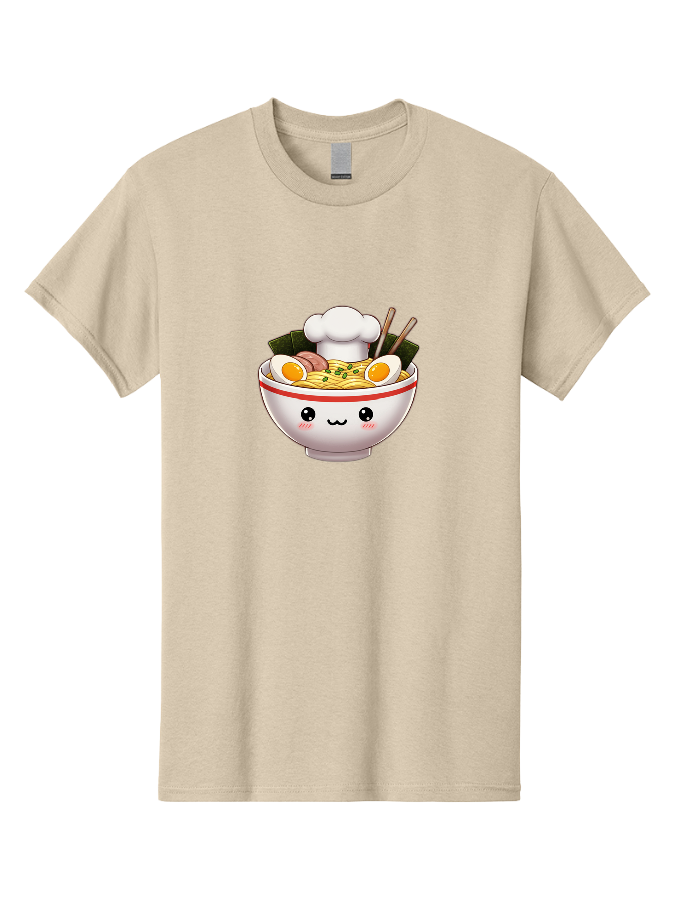 Ramen Men'S Graphic Tee, 100% Cotton, Comfortable Casual Summer Wear, Machine Washable, Cartoon Ramen Bowl, Anime Style Food, Kawaii Character, Delicious Noodles, Boiled Egg, Chopsticks, Savory Meat, Cute Illustration, Japanese Cuisine, Bae728