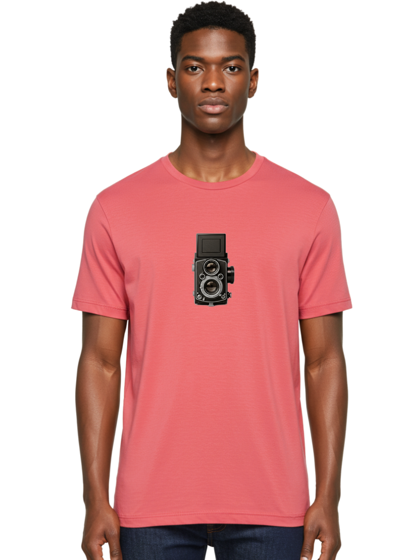 Rolleiflex-Camera Men'S Graphic Tee, 100% Cotton, Comfortable Casual Summer Wear, Machine Washable, Twin Lens Reflex Camera, Vintage Photography, Retro Camera, Photography Equipment, Film Camera, Classic Design, Nostalgic Photography Bae729