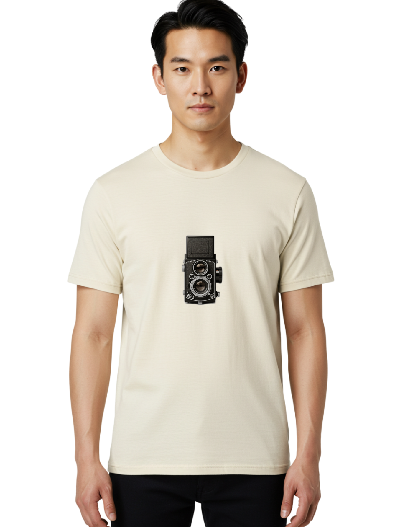 Rolleiflex-Camera Men'S Graphic Tee, 100% Cotton, Comfortable Casual Summer Wear, Machine Washable, Twin Lens Reflex Camera, Vintage Photography, Retro Camera, Photography Equipment, Film Camera, Classic Design, Nostalgic Photography Bae729