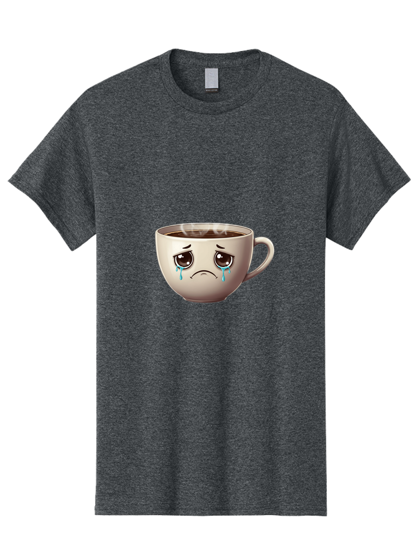 Sad-Coffee-Cup-2 Men'S Graphic Tee, 100% Cotton, Comfortable Casual Summer Wear, Machine Washable, Unhappy Coffee Cup, Sad Face, Crying Emoji, Steaming Hot Coffee, Frowning Face, Emotional Beverage, Coffee Lover'S Distress, Tearful Coffee Cup Bae731