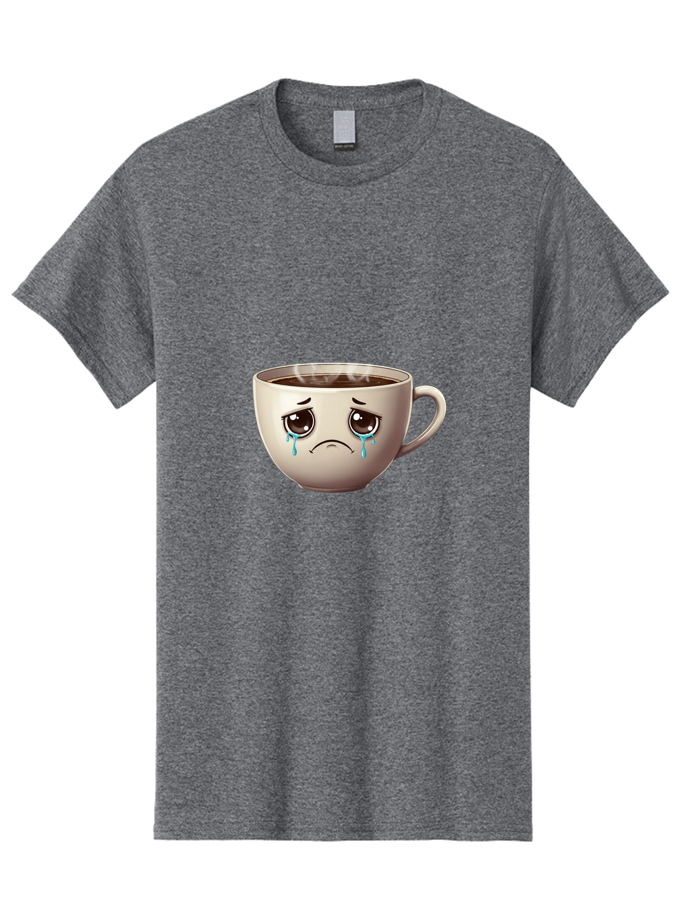 Sad-Coffee-Cup-2 Men'S Graphic Tee, 100% Cotton, Comfortable Casual Summer Wear, Machine Washable, Unhappy Coffee Cup, Sad Face, Crying Emoji, Steaming Hot Coffee, Frowning Face, Emotional Beverage, Coffee Lover'S Distress, Tearful Coffee Cup Bae731