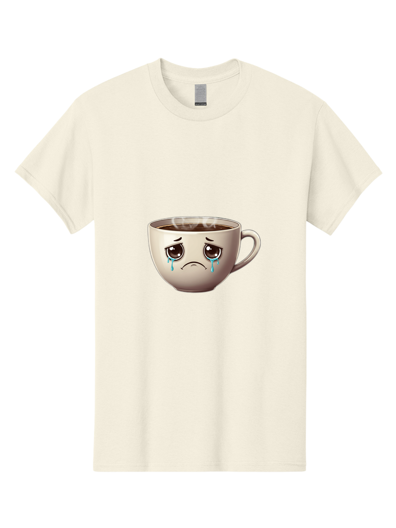 Sad-Coffee-Cup-2 Men'S Graphic Tee, 100% Cotton, Comfortable Casual Summer Wear, Machine Washable, Unhappy Coffee Cup, Sad Face, Crying Emoji, Steaming Hot Coffee, Frowning Face, Emotional Beverage, Coffee Lover'S Distress, Tearful Coffee Cup Bae731
