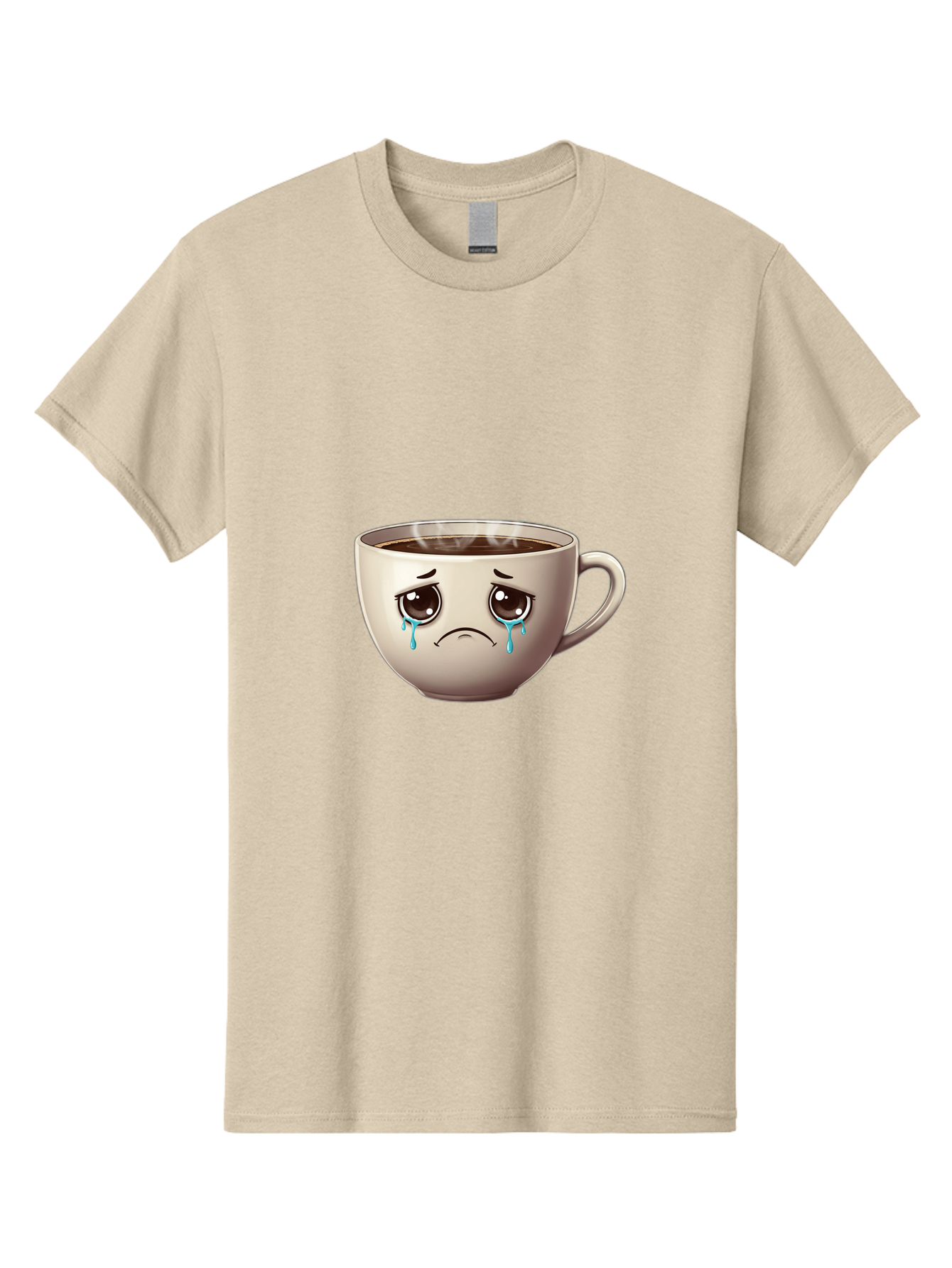Sad-Coffee-Cup-2 Men'S Graphic Tee, 100% Cotton, Comfortable Casual Summer Wear, Machine Washable, Unhappy Coffee Cup, Sad Face, Crying Emoji, Steaming Hot Coffee, Frowning Face, Emotional Beverage, Coffee Lover'S Distress, Tearful Coffee Cup Bae731