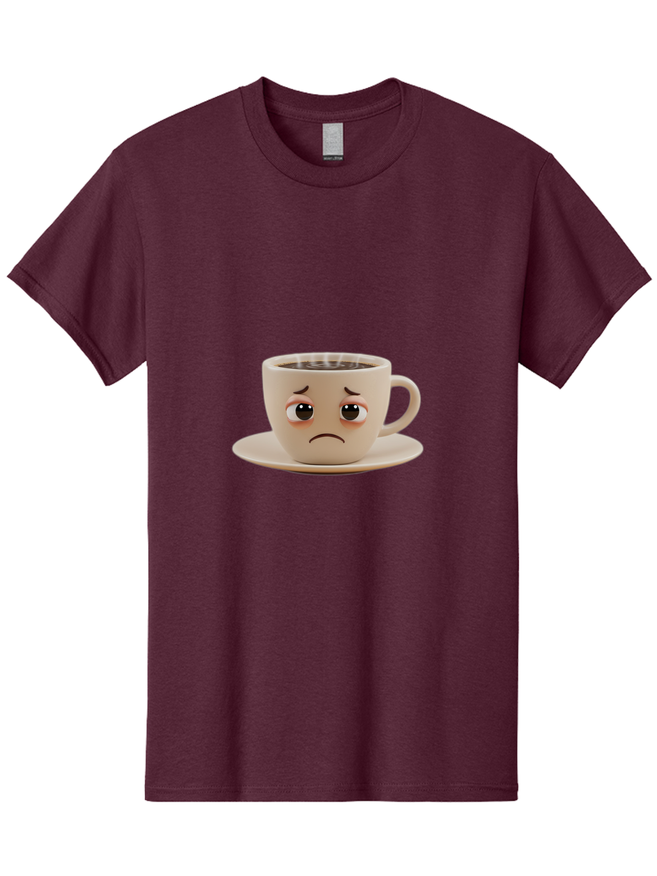 Sad-Coffee-Cup-3 Men'S Graphic Tee, 100% Cotton, Comfortable Casual Summer Wear, Machine Washable, Sad Coffee Cup, Frowning Face, Coffee Break, Unhappy Mood, Cartoon Character, Cute Design, Coffee Lover, Emotional Expression, Bae732