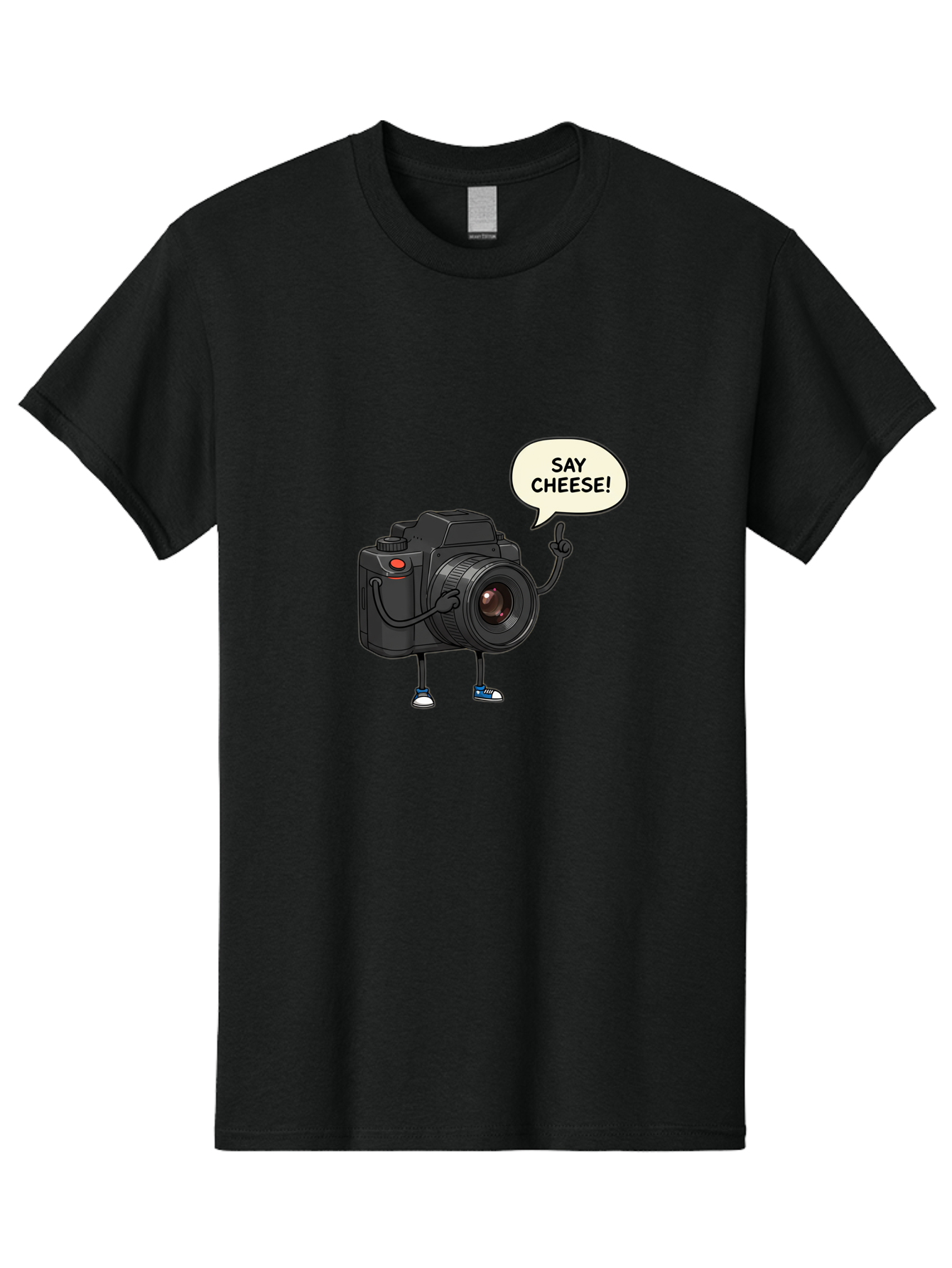 Say-Cheese Men'S Graphic Tee, 100% Cotton, Comfortable Casual Summer Wear, Machine Washable, Cartoon Camera, Funny Character, Photography Humor, Say Cheese!, Camera Character, Comedic Photography, Digital Illustration, Bae734
