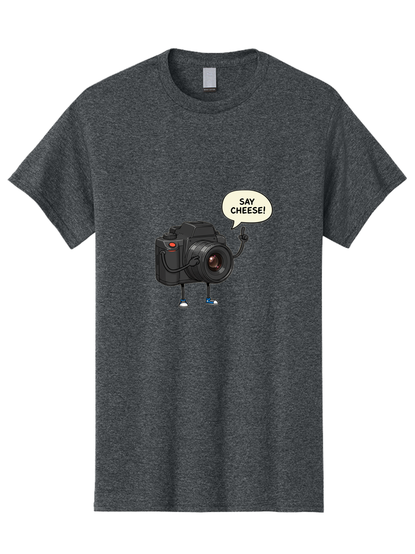 Say-Cheese Men'S Graphic Tee, 100% Cotton, Comfortable Casual Summer Wear, Machine Washable, Cartoon Camera, Funny Character, Photography Humor, Say Cheese!, Camera Character, Comedic Photography, Digital Illustration, Bae734