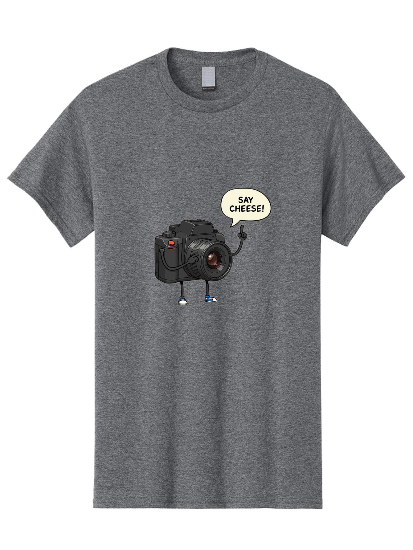 Say-Cheese Men'S Graphic Tee, 100% Cotton, Comfortable Casual Summer Wear, Machine Washable, Cartoon Camera, Funny Character, Photography Humor, Say Cheese!, Camera Character, Comedic Photography, Digital Illustration, Bae734