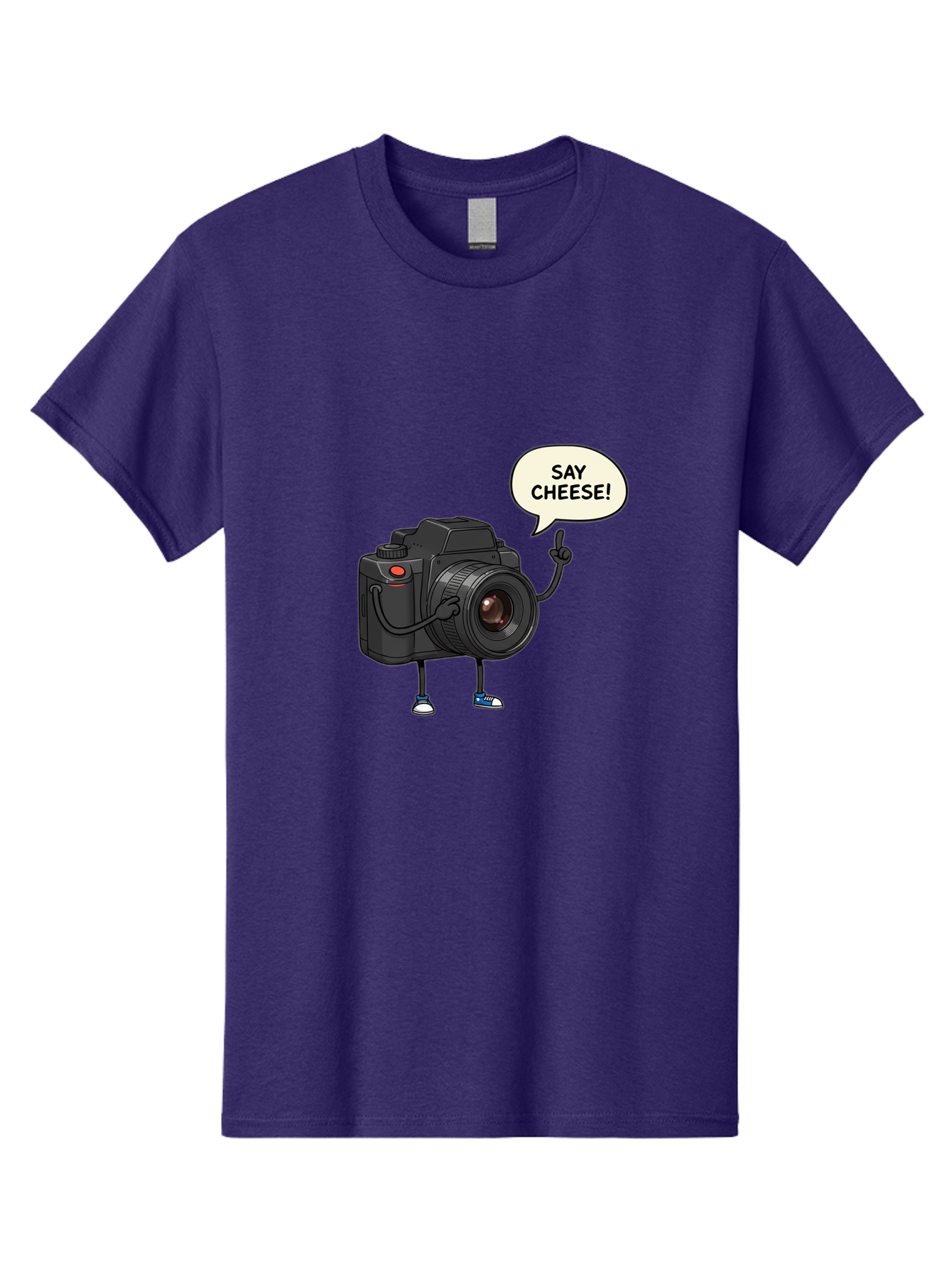 Say-Cheese Men'S Graphic Tee, 100% Cotton, Comfortable Casual Summer Wear, Machine Washable, Cartoon Camera, Funny Character, Photography Humor, Say Cheese!, Camera Character, Comedic Photography, Digital Illustration, Bae734