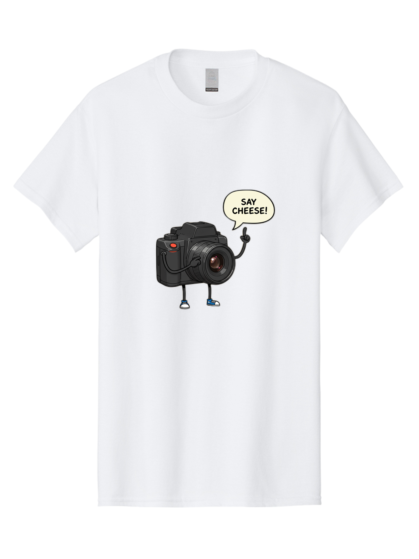 Say-Cheese Men'S Graphic Tee, 100% Cotton, Comfortable Casual Summer Wear, Machine Washable, Cartoon Camera, Funny Character, Photography Humor, Say Cheese!, Camera Character, Comedic Photography, Digital Illustration, Bae734