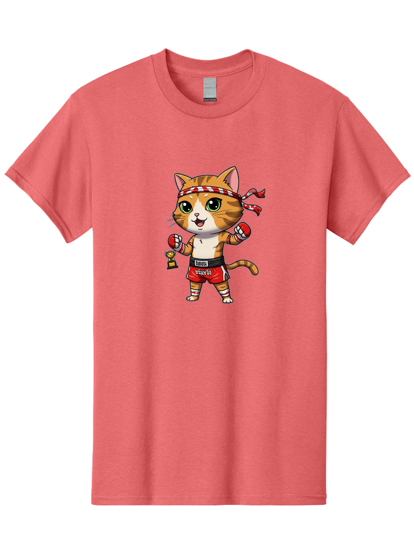 Siamese-Cat Men'S Graphic Tee, 100% Cotton, Comfortable Casual Summer Wear, Machine Washable, Boxing Cat, Cartoon Character, Martial Arts, Funny Animal, Red Boxing Gloves, Dilon Text, Black Belt, Playful Kitty, Adorable Feline, Cartoon Humor Bae736