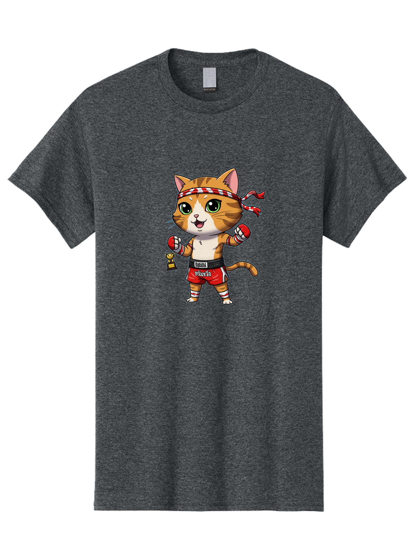 Siamese-Cat Men'S Graphic Tee, 100% Cotton, Comfortable Casual Summer Wear, Machine Washable, Boxing Cat, Cartoon Character, Martial Arts, Funny Animal, Red Boxing Gloves, Dilon Text, Black Belt, Playful Kitty, Adorable Feline, Cartoon Humor Bae736