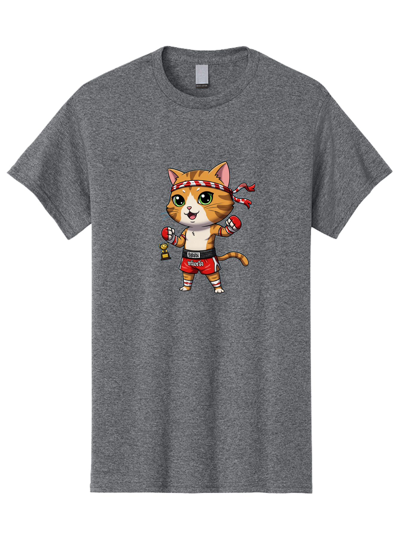 Siamese-Cat Men'S Graphic Tee, 100% Cotton, Comfortable Casual Summer Wear, Machine Washable, Boxing Cat, Cartoon Character, Martial Arts, Funny Animal, Red Boxing Gloves, Dilon Text, Black Belt, Playful Kitty, Adorable Feline, Cartoon Humor Bae736