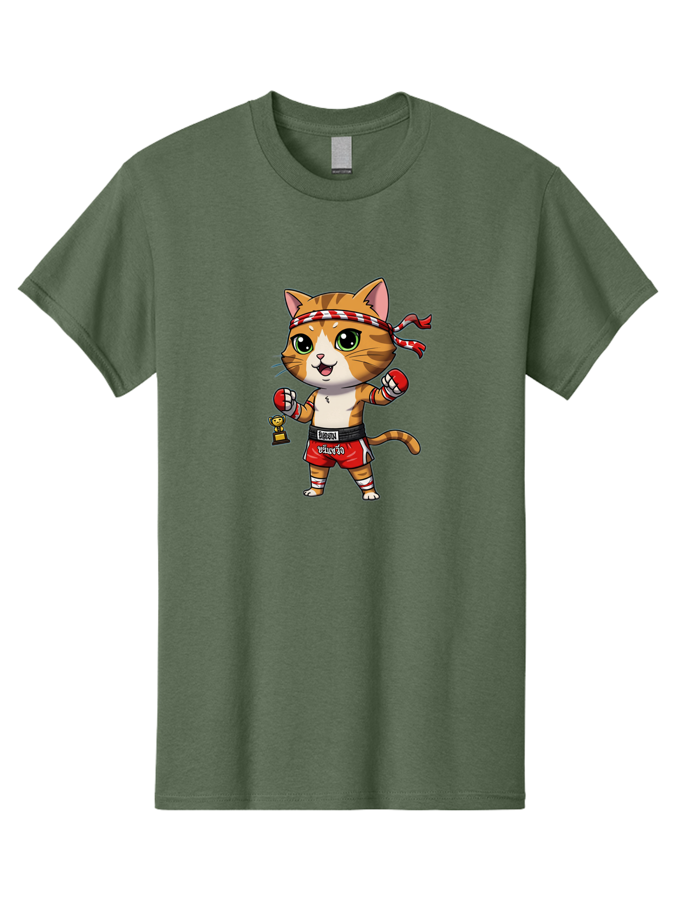 Siamese-Cat Men'S Graphic Tee, 100% Cotton, Comfortable Casual Summer Wear, Machine Washable, Boxing Cat, Cartoon Character, Martial Arts, Funny Animal, Red Boxing Gloves, Dilon Text, Black Belt, Playful Kitty, Adorable Feline, Cartoon Humor Bae736
