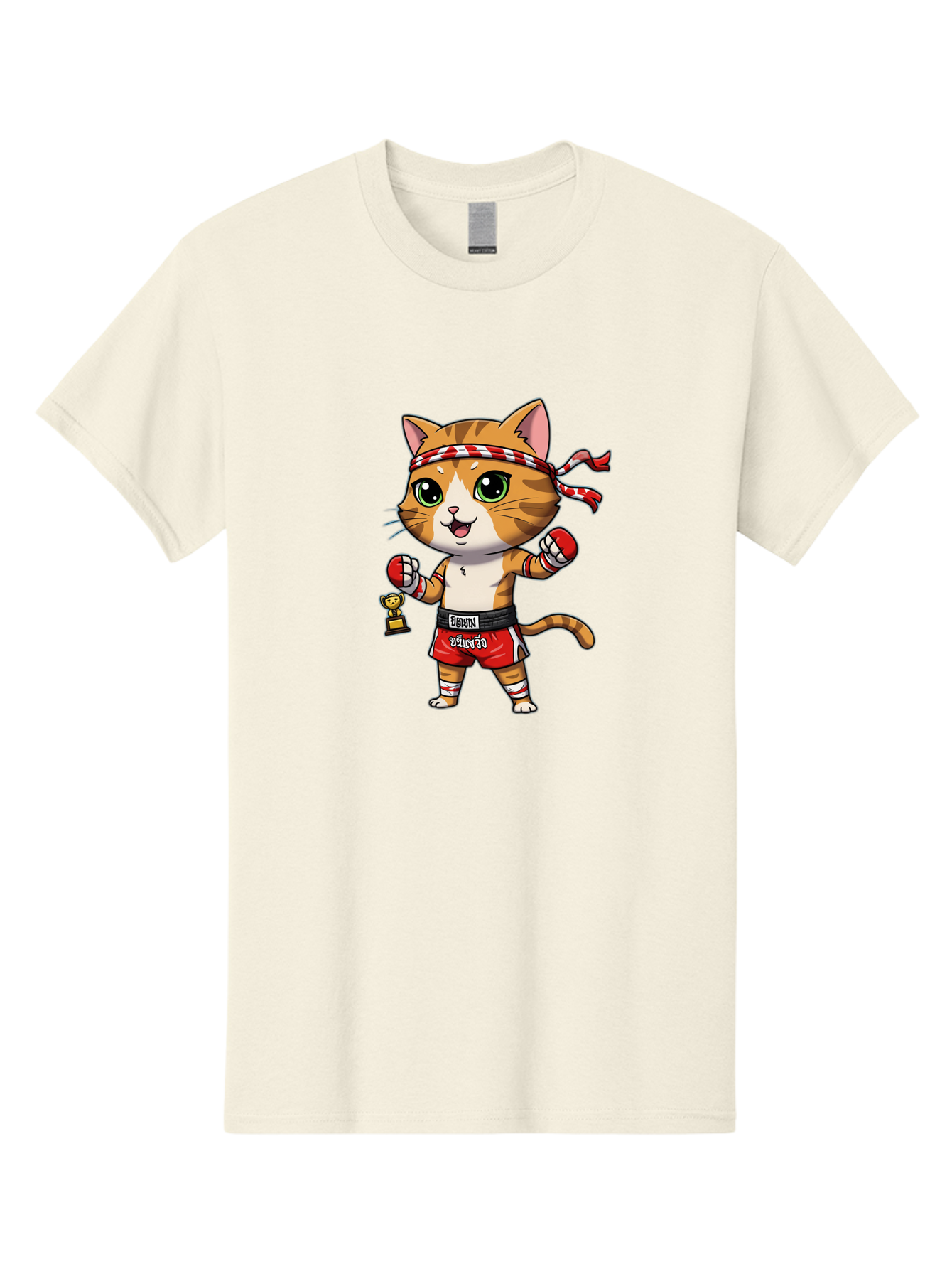 Siamese-Cat Men'S Graphic Tee, 100% Cotton, Comfortable Casual Summer Wear, Machine Washable, Boxing Cat, Cartoon Character, Martial Arts, Funny Animal, Red Boxing Gloves, Dilon Text, Black Belt, Playful Kitty, Adorable Feline, Cartoon Humor Bae736