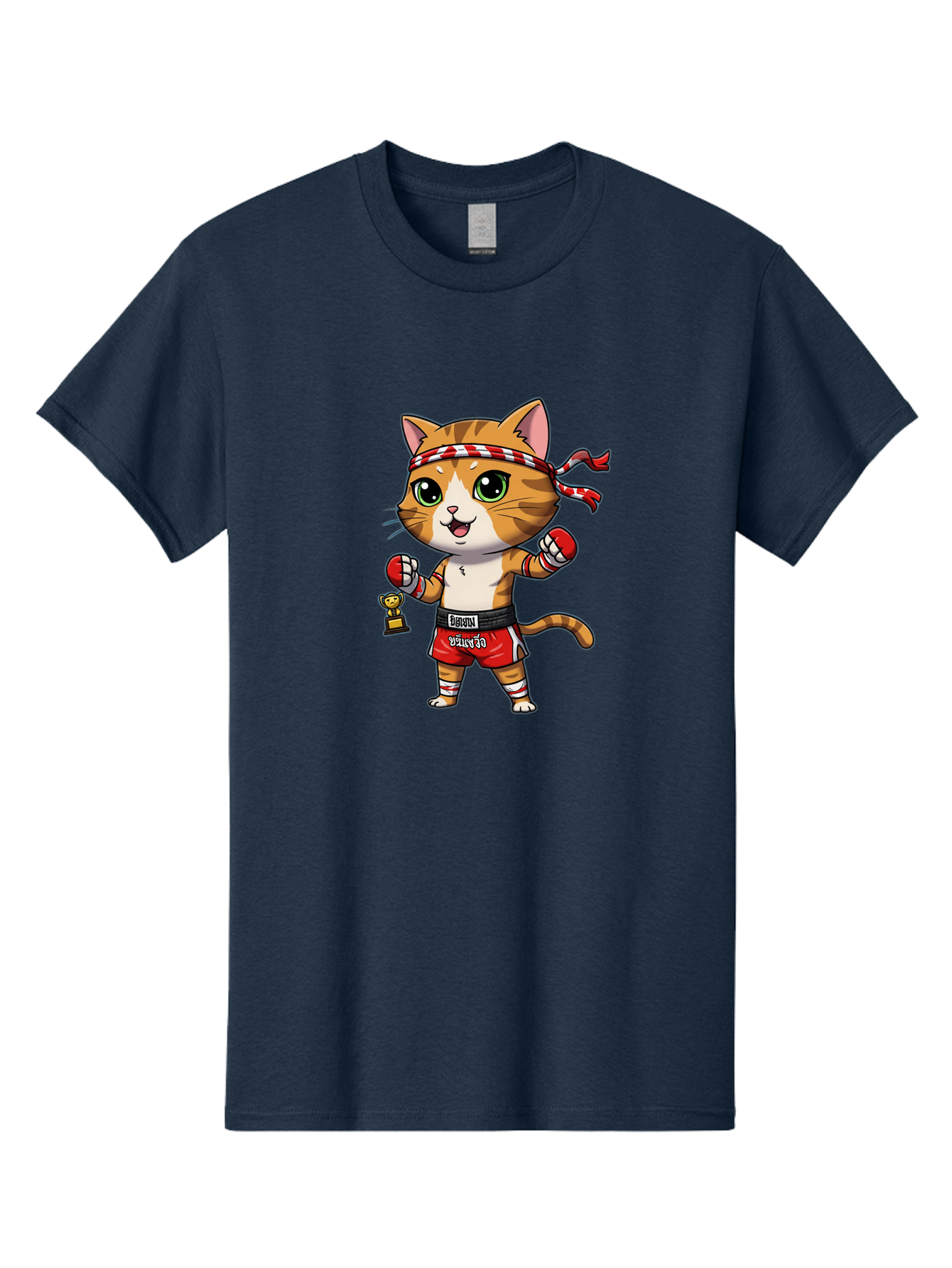 Siamese-Cat Men'S Graphic Tee, 100% Cotton, Comfortable Casual Summer Wear, Machine Washable, Boxing Cat, Cartoon Character, Martial Arts, Funny Animal, Red Boxing Gloves, Dilon Text, Black Belt, Playful Kitty, Adorable Feline, Cartoon Humor Bae736
