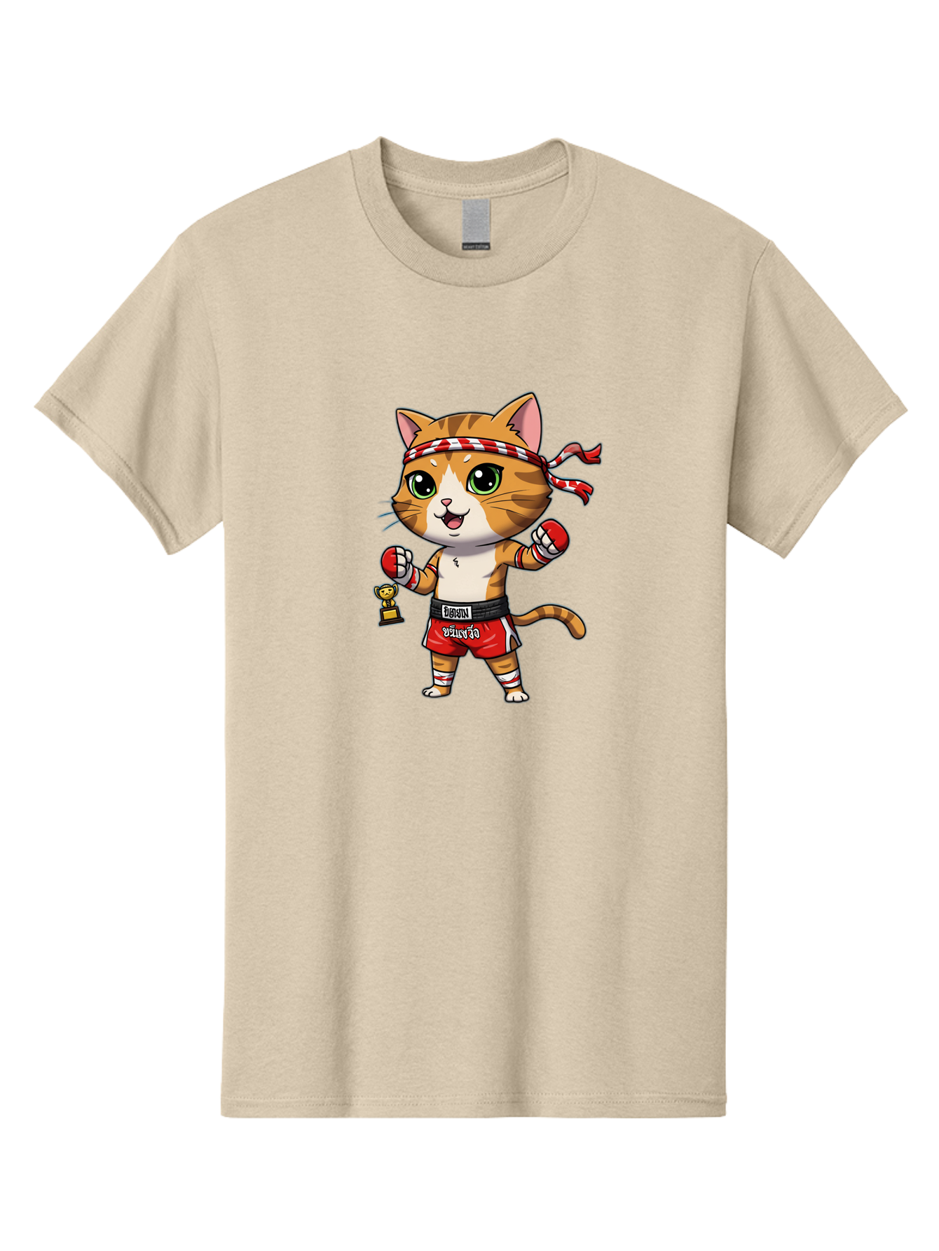 Siamese-Cat Men'S Graphic Tee, 100% Cotton, Comfortable Casual Summer Wear, Machine Washable, Boxing Cat, Cartoon Character, Martial Arts, Funny Animal, Red Boxing Gloves, Dilon Text, Black Belt, Playful Kitty, Adorable Feline, Cartoon Humor Bae736