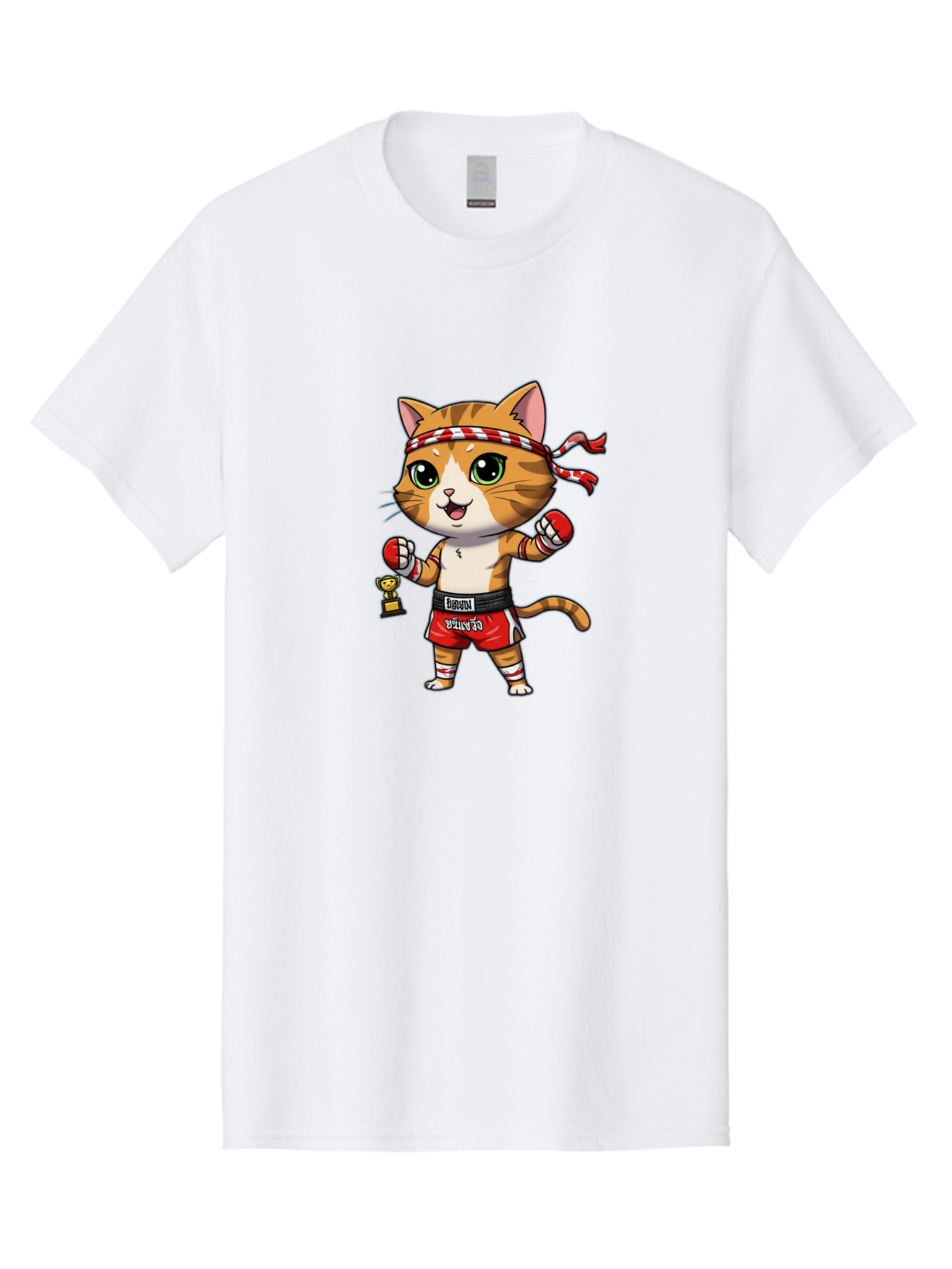 Siamese-Cat Men'S Graphic Tee, 100% Cotton, Comfortable Casual Summer Wear, Machine Washable, Boxing Cat, Cartoon Character, Martial Arts, Funny Animal, Red Boxing Gloves, Dilon Text, Black Belt, Playful Kitty, Adorable Feline, Cartoon Humor Bae736