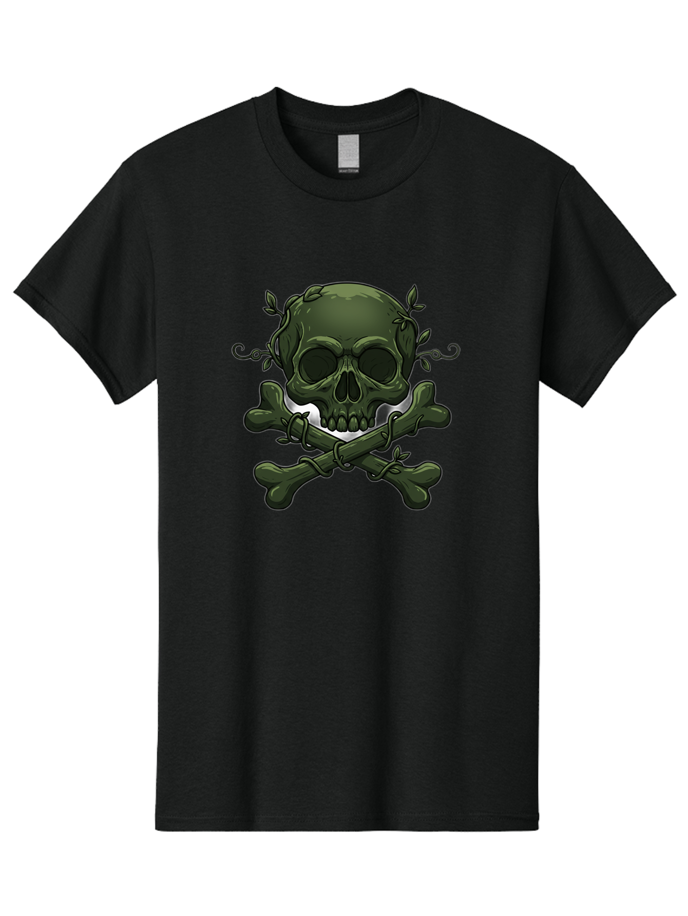 Skull-And-Crossbones-1 Men'S Graphic Tee, 100% Cotton, Comfortable Casual Summer Wear, Machine Washable, Skull And Crossbones, Pirate Symbol, Dark Art, Gothic Design, Skull With Vines, Crossbones With Leaves, Edgy Aesthetic, Grunge Style, Bae737