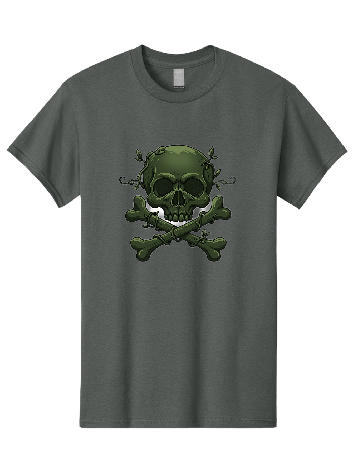 Skull-And-Crossbones-1 Men'S Graphic Tee, 100% Cotton, Comfortable Casual Summer Wear, Machine Washable, Skull And Crossbones, Pirate Symbol, Dark Art, Gothic Design, Skull With Vines, Crossbones With Leaves, Edgy Aesthetic, Grunge Style, Bae737