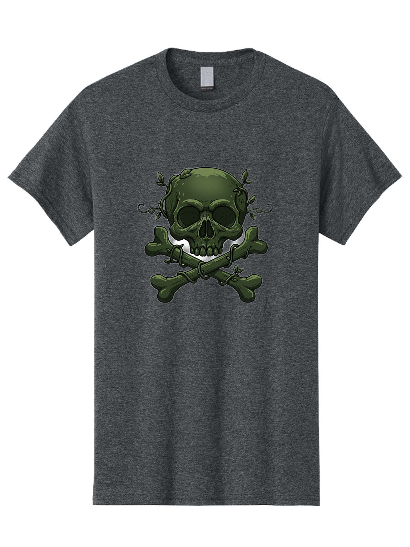 Skull-And-Crossbones-1 Men'S Graphic Tee, 100% Cotton, Comfortable Casual Summer Wear, Machine Washable, Skull And Crossbones, Pirate Symbol, Dark Art, Gothic Design, Skull With Vines, Crossbones With Leaves, Edgy Aesthetic, Grunge Style, Bae737