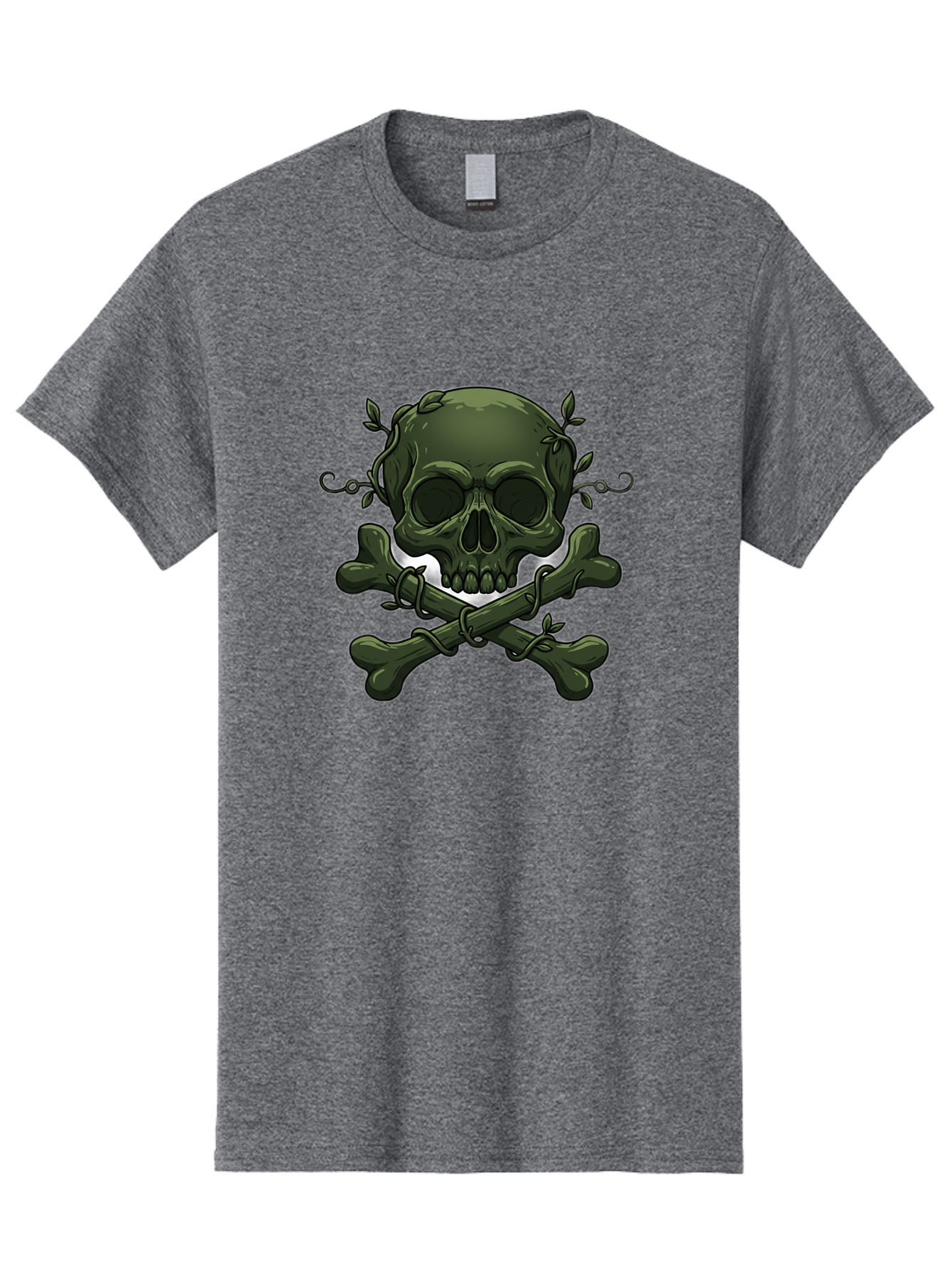 Skull-And-Crossbones-1 Men'S Graphic Tee, 100% Cotton, Comfortable Casual Summer Wear, Machine Washable, Skull And Crossbones, Pirate Symbol, Dark Art, Gothic Design, Skull With Vines, Crossbones With Leaves, Edgy Aesthetic, Grunge Style, Bae737