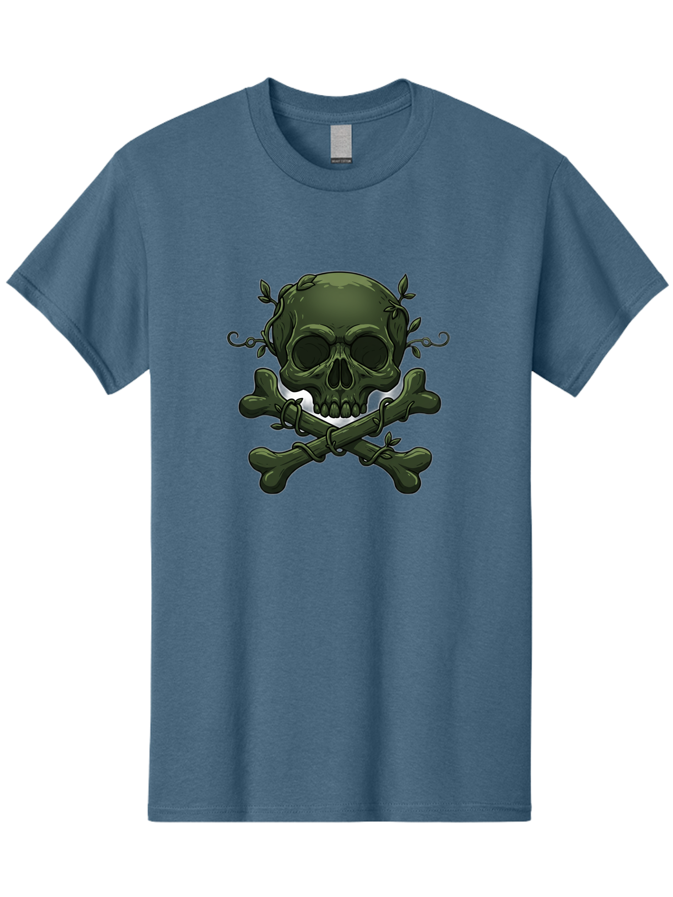 Skull-And-Crossbones-1 Men'S Graphic Tee, 100% Cotton, Comfortable Casual Summer Wear, Machine Washable, Skull And Crossbones, Pirate Symbol, Dark Art, Gothic Design, Skull With Vines, Crossbones With Leaves, Edgy Aesthetic, Grunge Style, Bae737