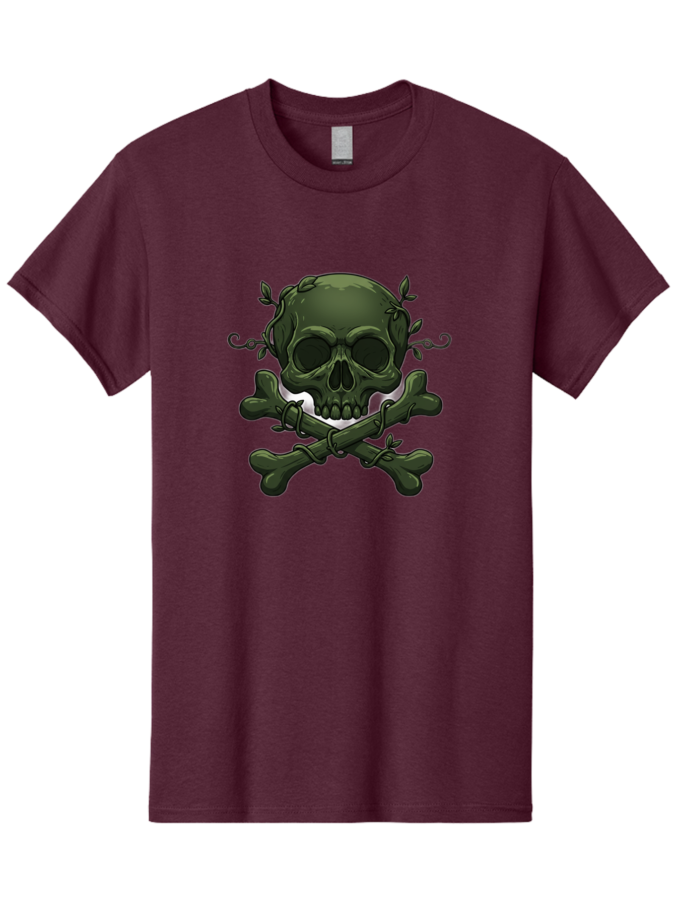 Skull-And-Crossbones-1 Men'S Graphic Tee, 100% Cotton, Comfortable Casual Summer Wear, Machine Washable, Skull And Crossbones, Pirate Symbol, Dark Art, Gothic Design, Skull With Vines, Crossbones With Leaves, Edgy Aesthetic, Grunge Style, Bae737