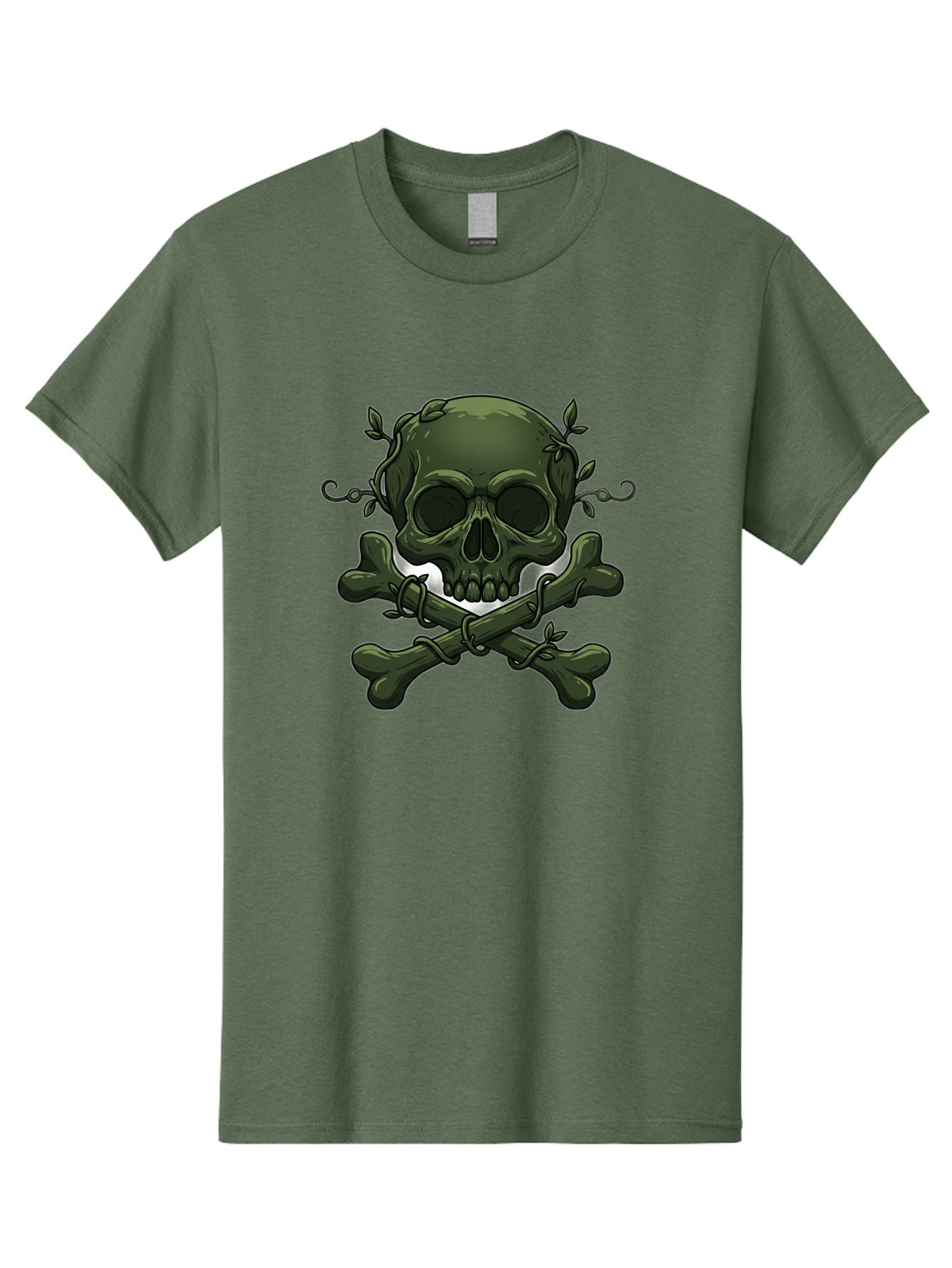 Skull-And-Crossbones-1 Men'S Graphic Tee, 100% Cotton, Comfortable Casual Summer Wear, Machine Washable, Skull And Crossbones, Pirate Symbol, Dark Art, Gothic Design, Skull With Vines, Crossbones With Leaves, Edgy Aesthetic, Grunge Style, Bae737