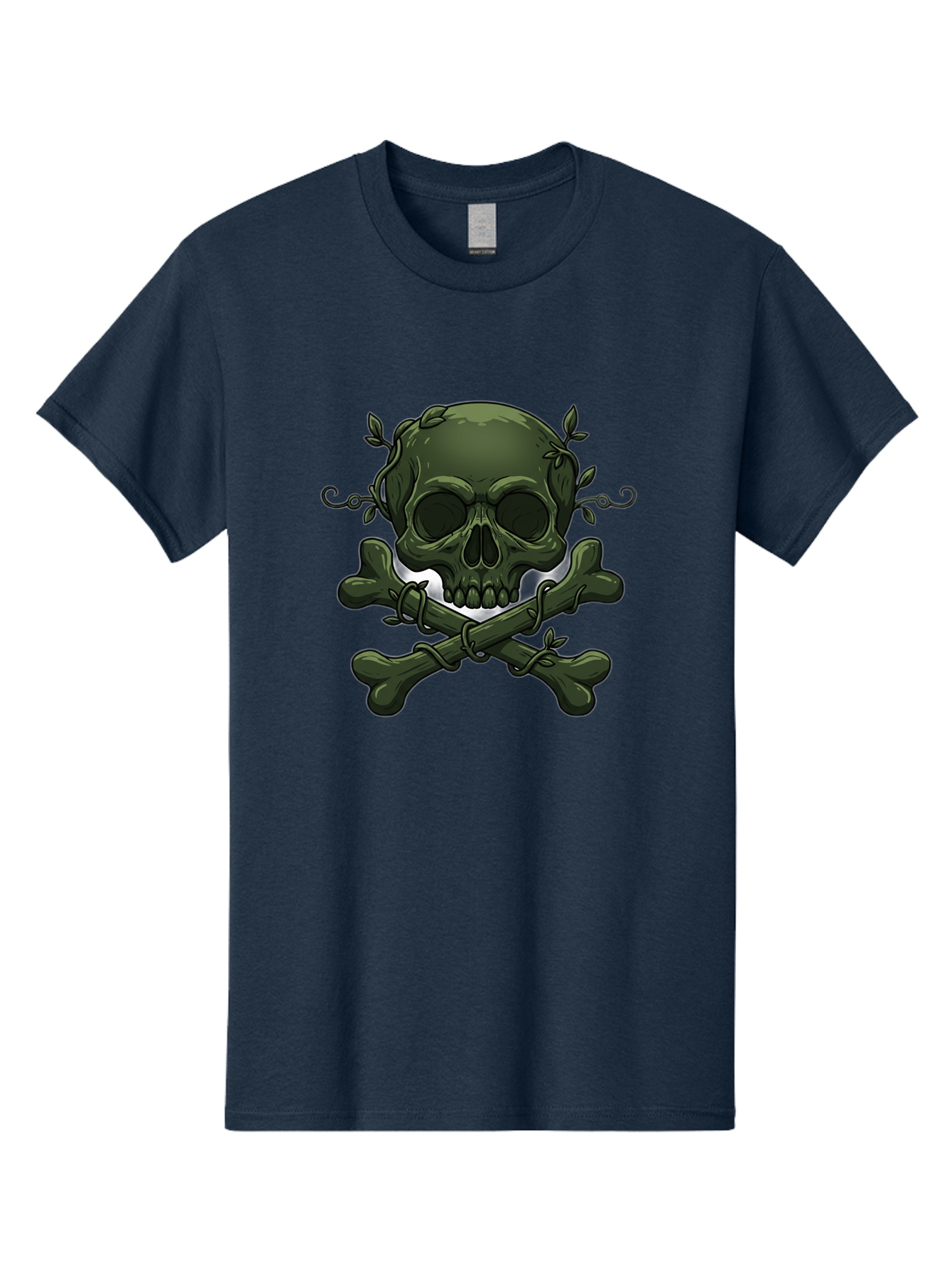 Skull-And-Crossbones-1 Men'S Graphic Tee, 100% Cotton, Comfortable Casual Summer Wear, Machine Washable, Skull And Crossbones, Pirate Symbol, Dark Art, Gothic Design, Skull With Vines, Crossbones With Leaves, Edgy Aesthetic, Grunge Style, Bae737